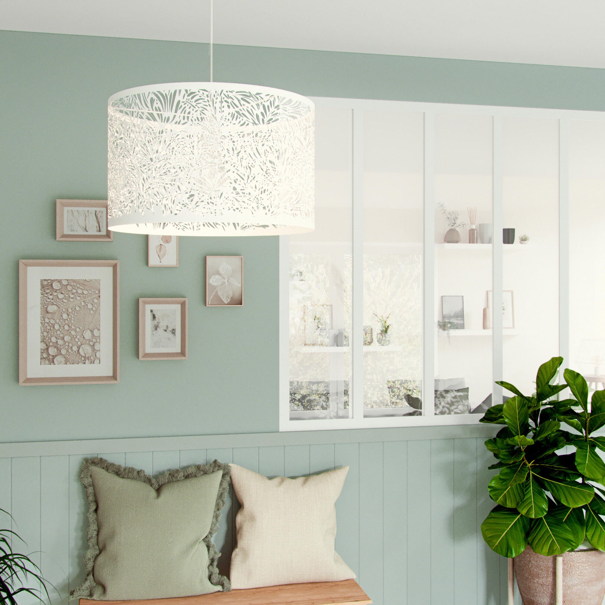 Lámpara de techo colgante de acero blanca 1 luz E27 Frella INSPIRE 38 cm - 18