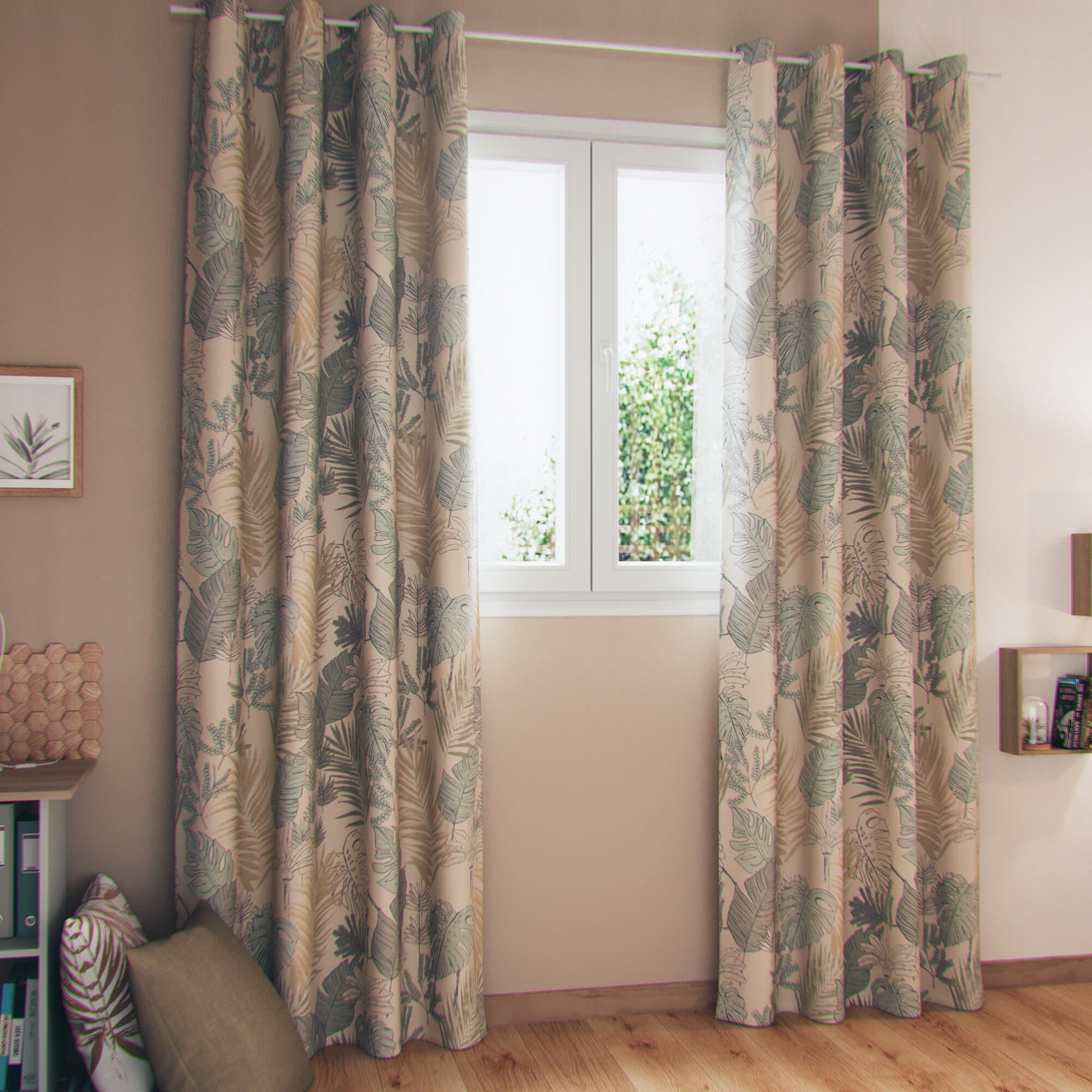 Zasłona zaciemniająca Aleida beżowa 140 x 280 cm na przelotkach Inspire - 14