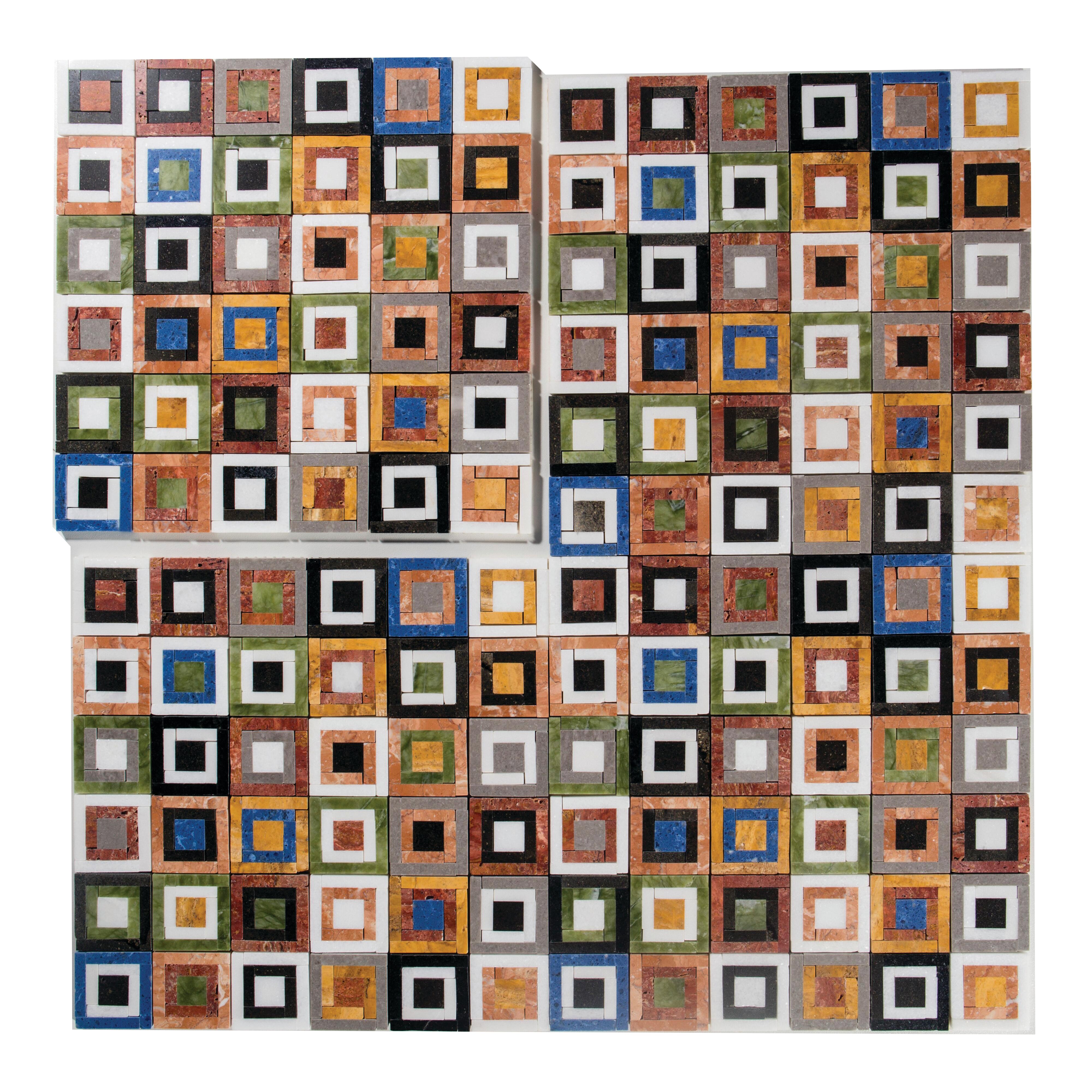 Mosaico in marmo Bello Epoque multicolore lucido L 30 x L 30cm x Sp. 7 mm - 7