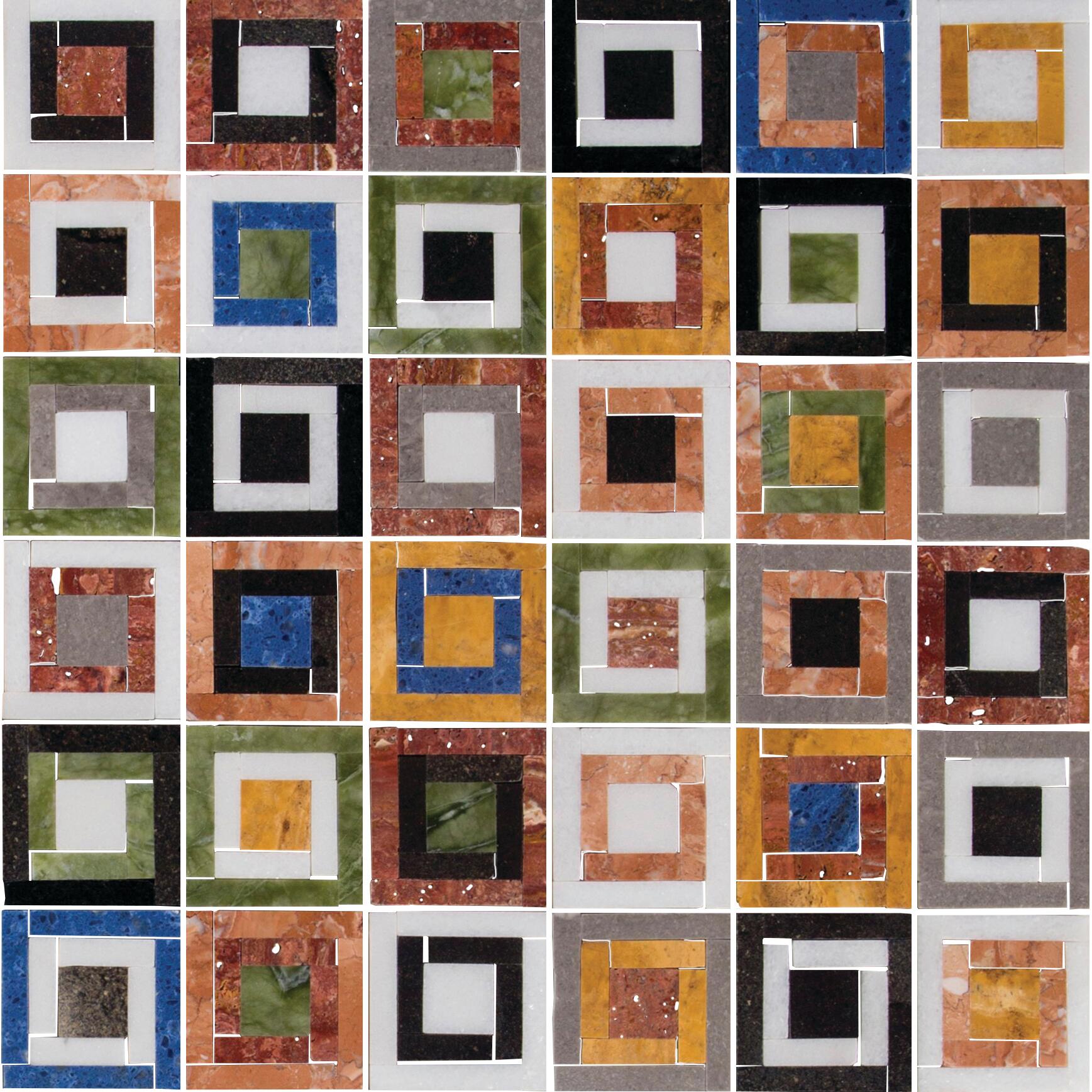 Mosaico in marmo Bello Epoque multicolore lucido L 30 x L 30cm x Sp. 7 mm - 6