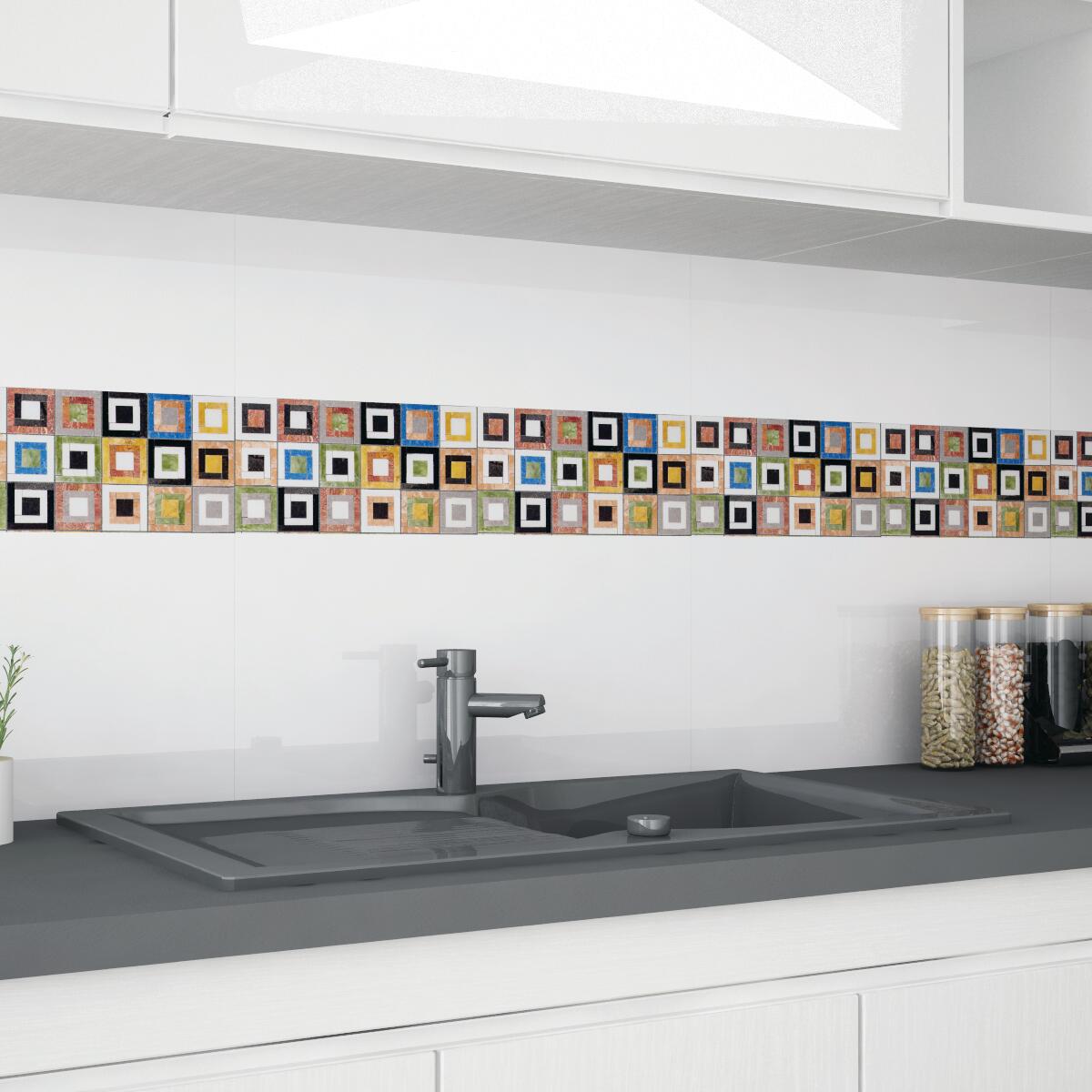 Mosaico in marmo Bello Epoque multicolore lucido L 30 x L 30cm x Sp. 7 mm - 4