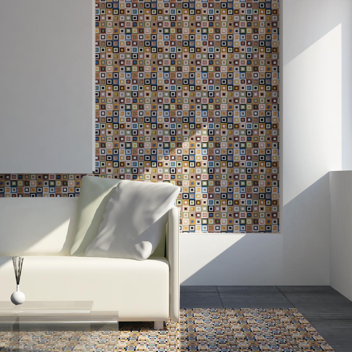 Mosaico in marmo Bello Epoque multicolore lucido L 30 x L 30cm x Sp. 7 mm - 2