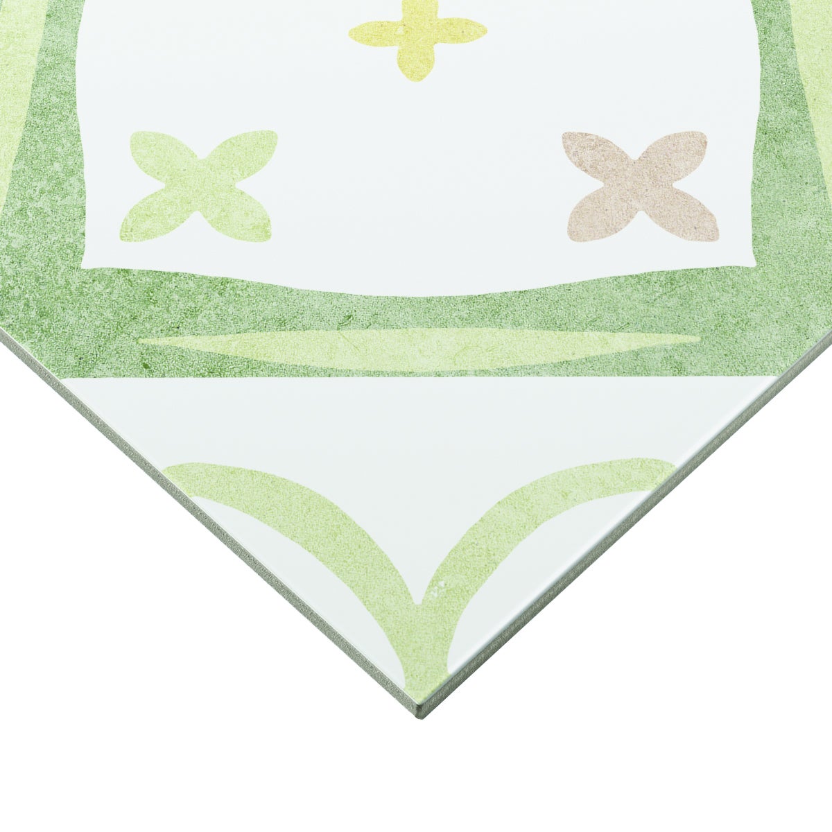 Piastrella da pavimento e rivestimento interno in gres porcellanato 20 x 20 cm non rettificato smaltato verde e biege e bianco Country Charm R9 traffico intenso (pei 4/5) Sp. 8.2 mm 1.36 mq - 12