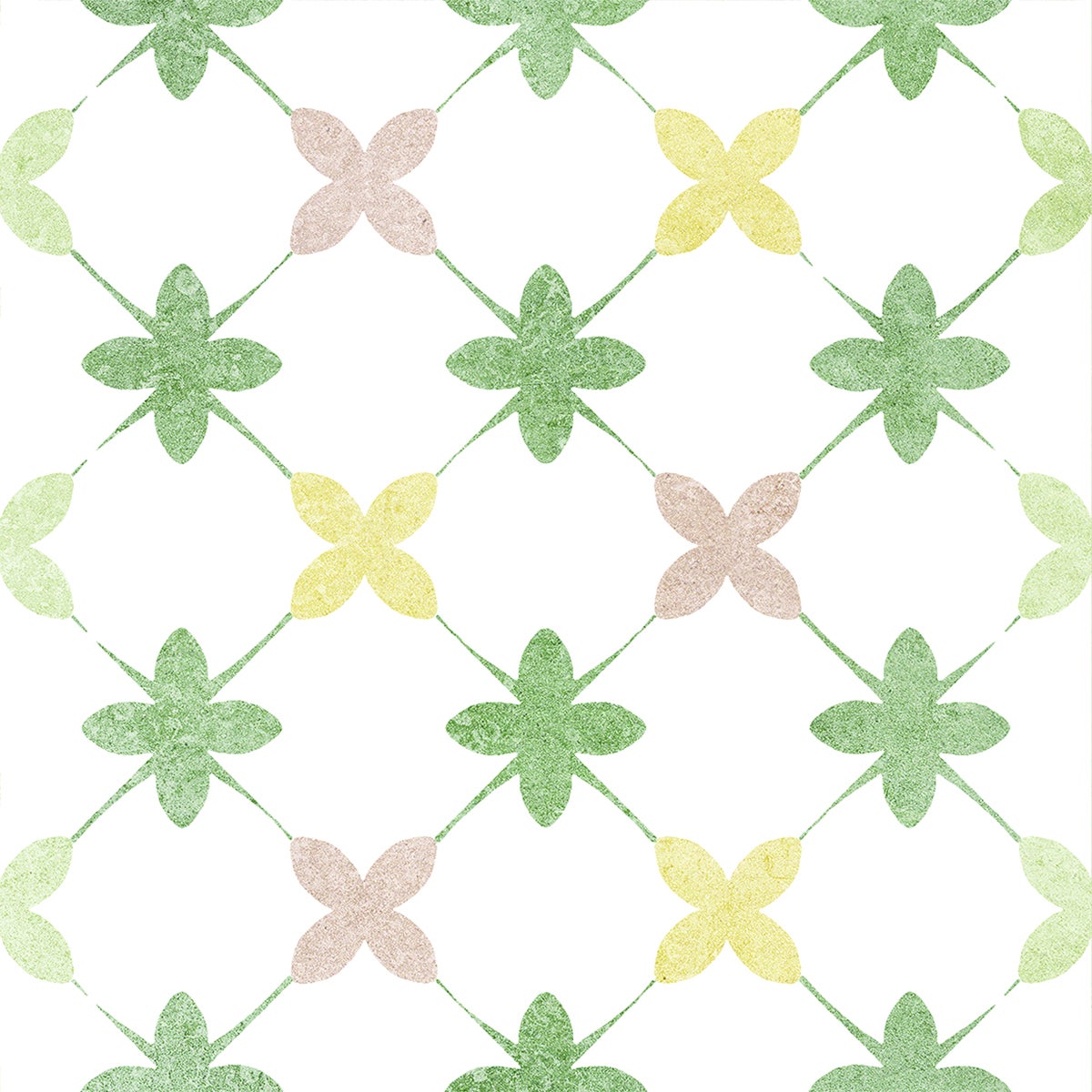 Piastrella da pavimento e rivestimento interno in gres porcellanato 20 x 20 cm non rettificato smaltato verde e biege e bianco Country Charm R9 traffico intenso (pei 4/5) Sp. 8.2 mm 1.36 mq - 9