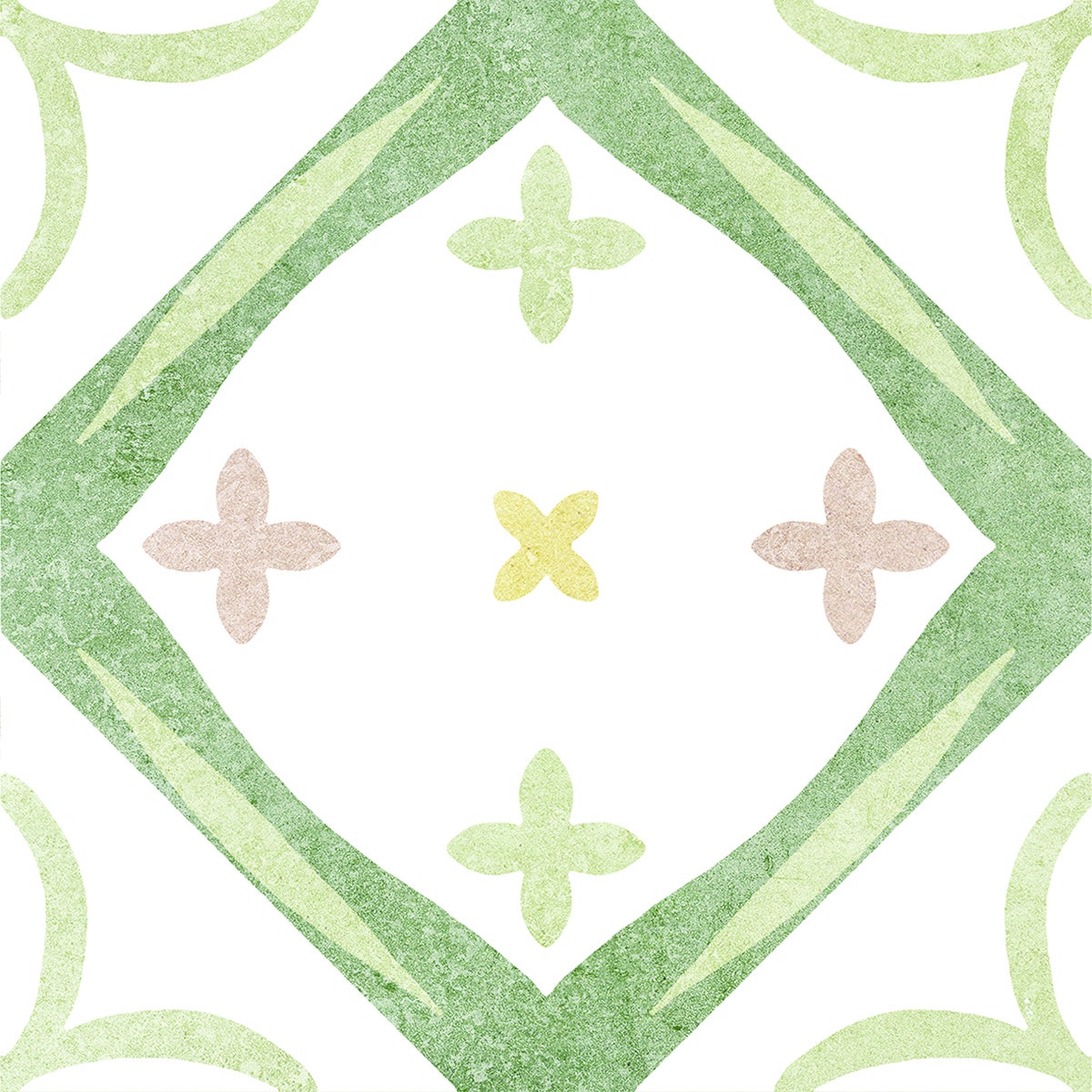 Piastrella da pavimento e rivestimento interno in gres porcellanato 20 x 20 cm non rettificato smaltato verde e biege e bianco Country Charm R9 traffico intenso (pei 4/5) Sp. 8.2 mm 1.36 mq - 8