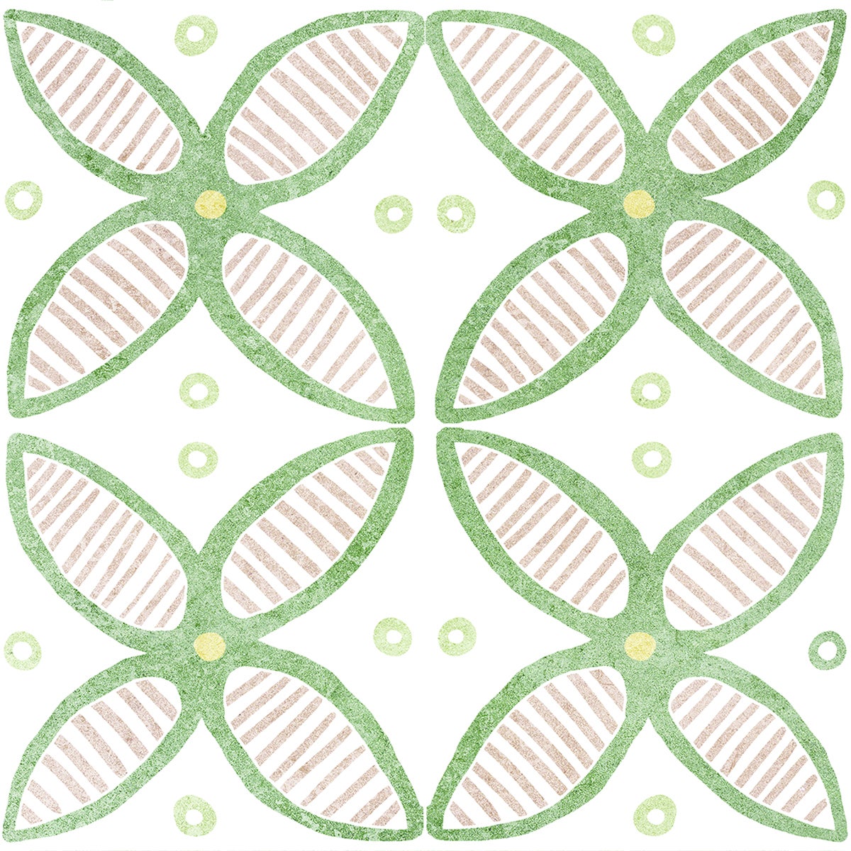 Piastrella da pavimento e rivestimento interno in gres porcellanato 20 x 20 cm non rettificato smaltato verde e biege e bianco Country Charm R9 traffico intenso (pei 4/5) Sp. 8.2 mm 1.36 mq - 6