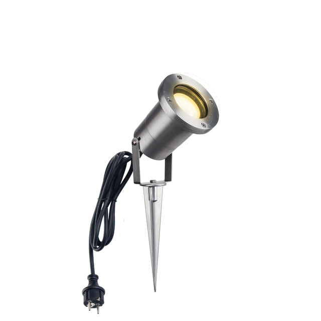 Foco proyector de exterior orientable compatible con casquillo GU10 INSPIRE Ada redondo de aluminio gris IP65 resistente a la lluvia y al polvo