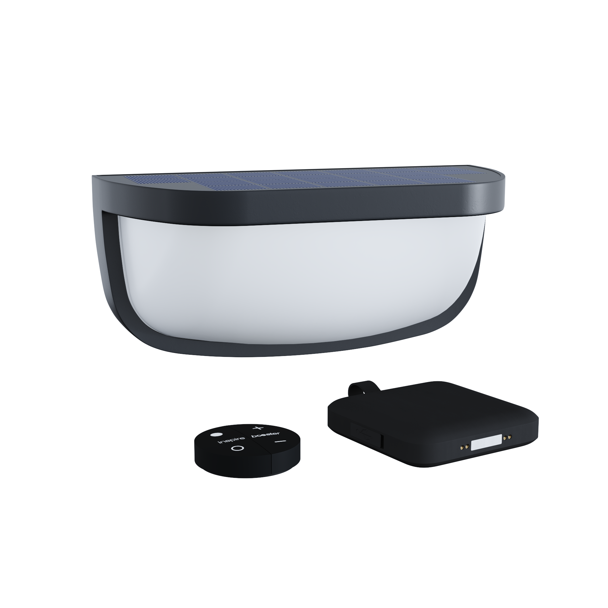 Candeeiro de parede solar 900lm IP44 27X12,3 cm preto Inspire - 22