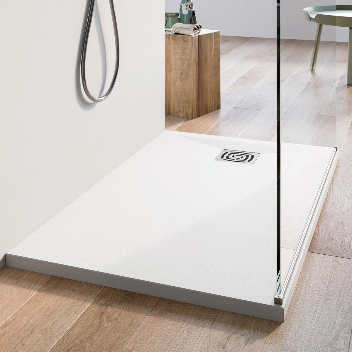 Piatto doccia in resina FS25 bianco L 80 x L 80 x H 3 cm effetto pietra - 2