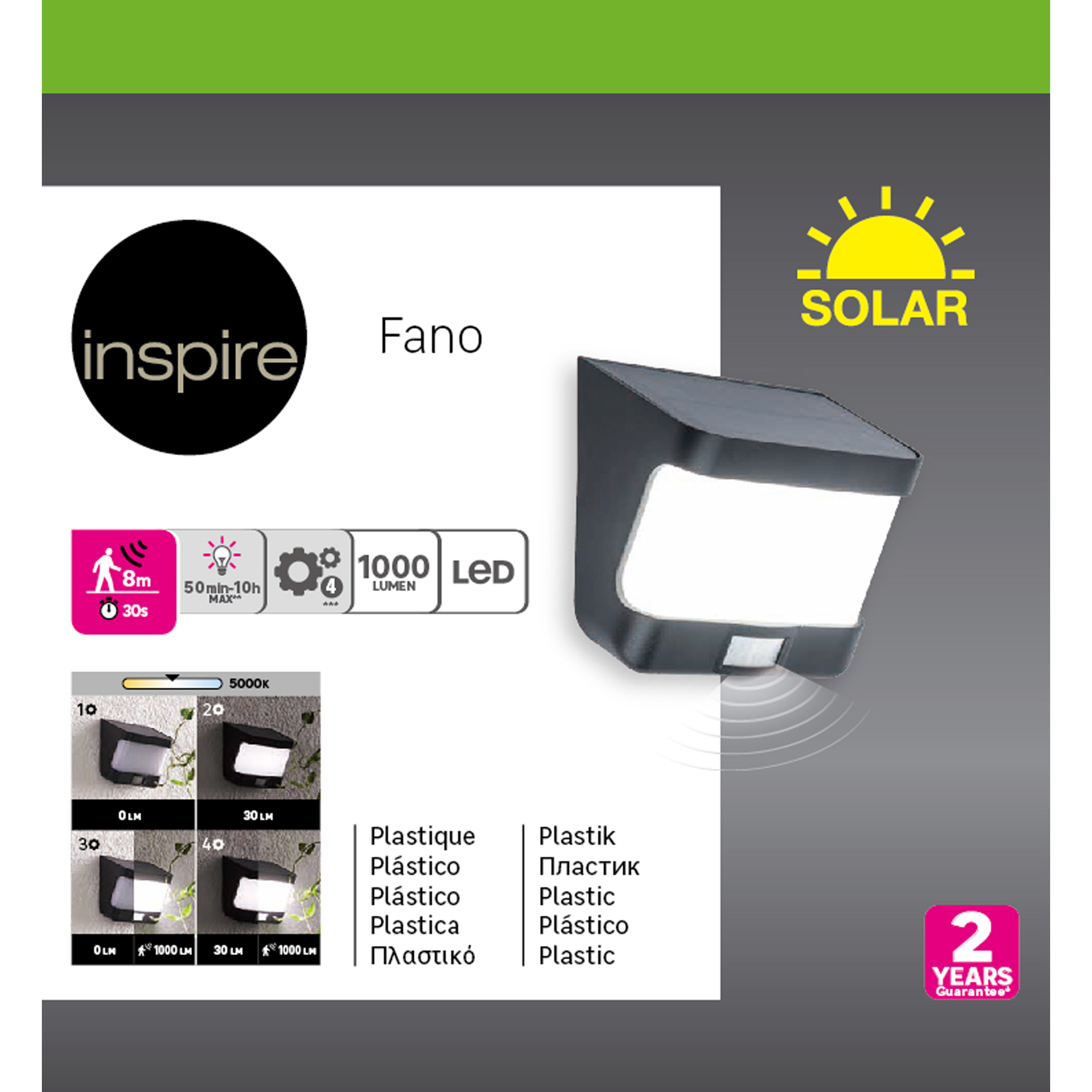 Applique solare Fano in abs, 8W INSPIRE - 18