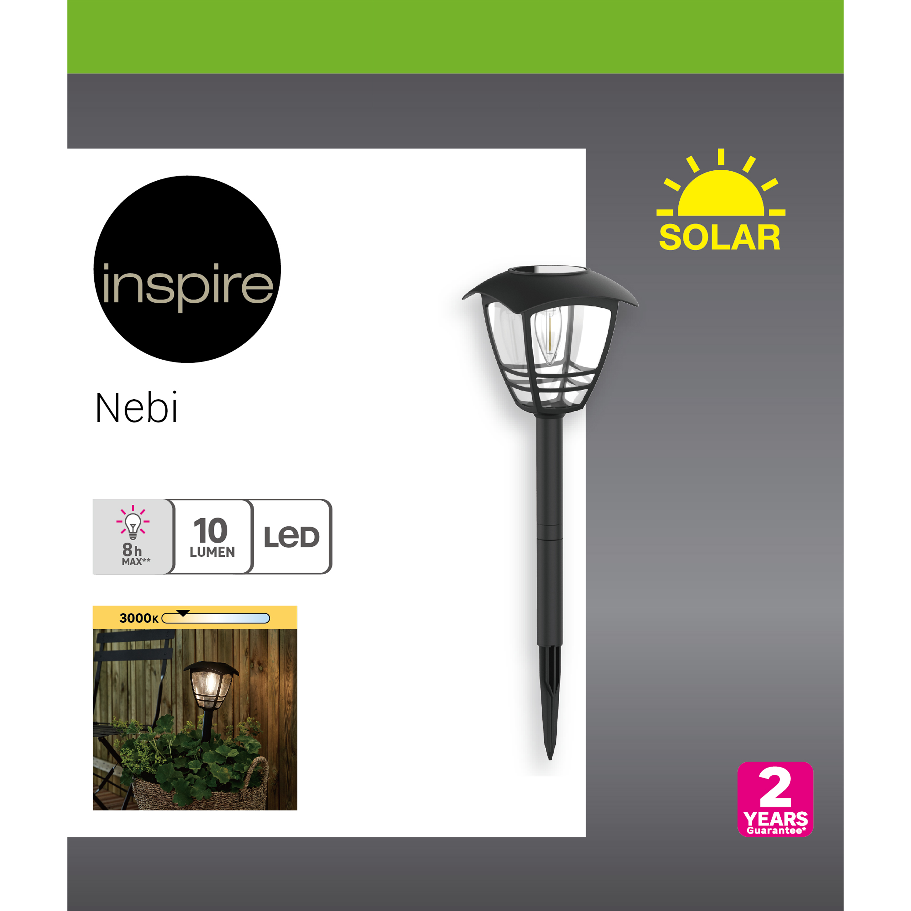Lampka wbijana solarna IP44 wys. 48 cm czarna Inspire - 7