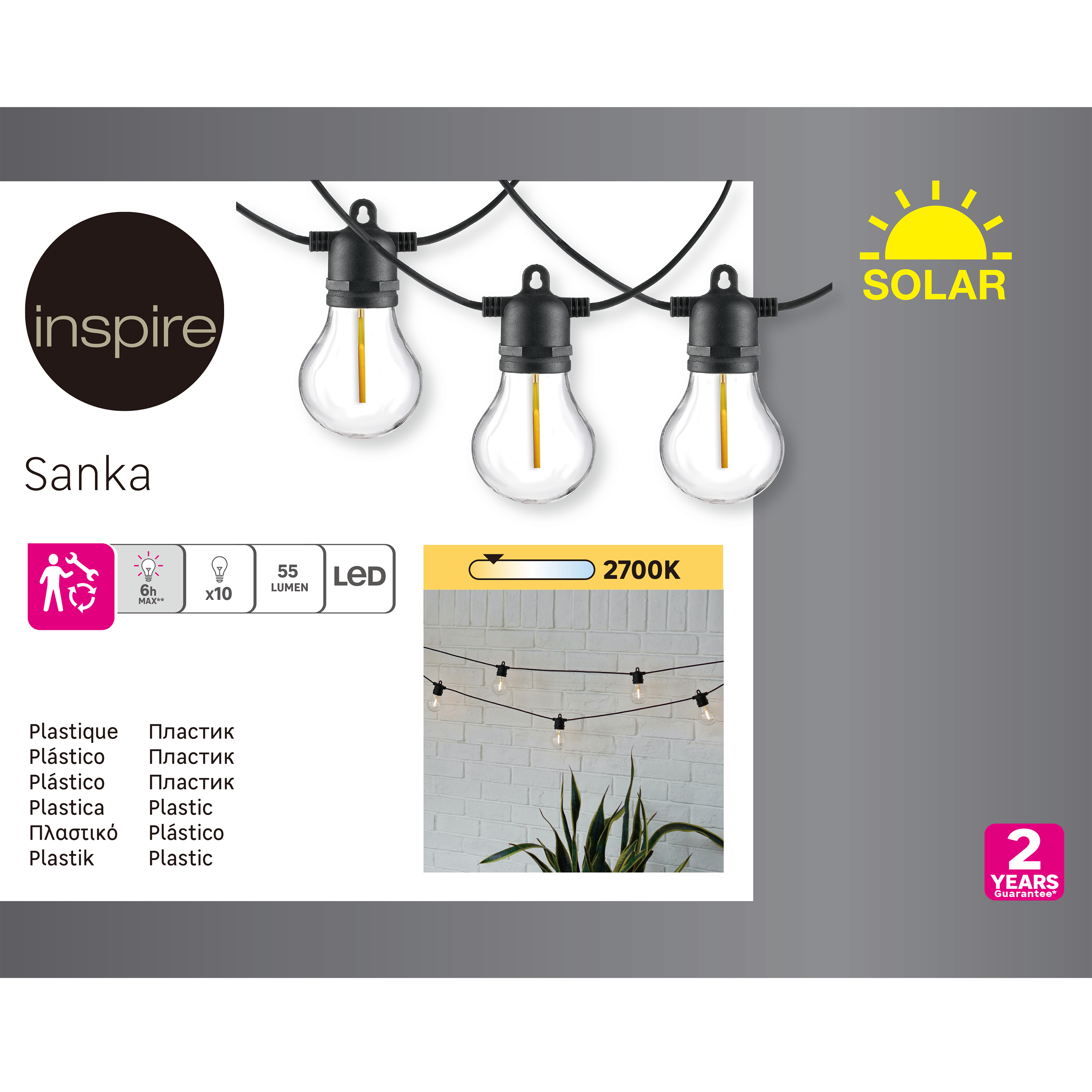 Girlanda solarna Sanka 10 x LED IP44 5 m Inspire - 11