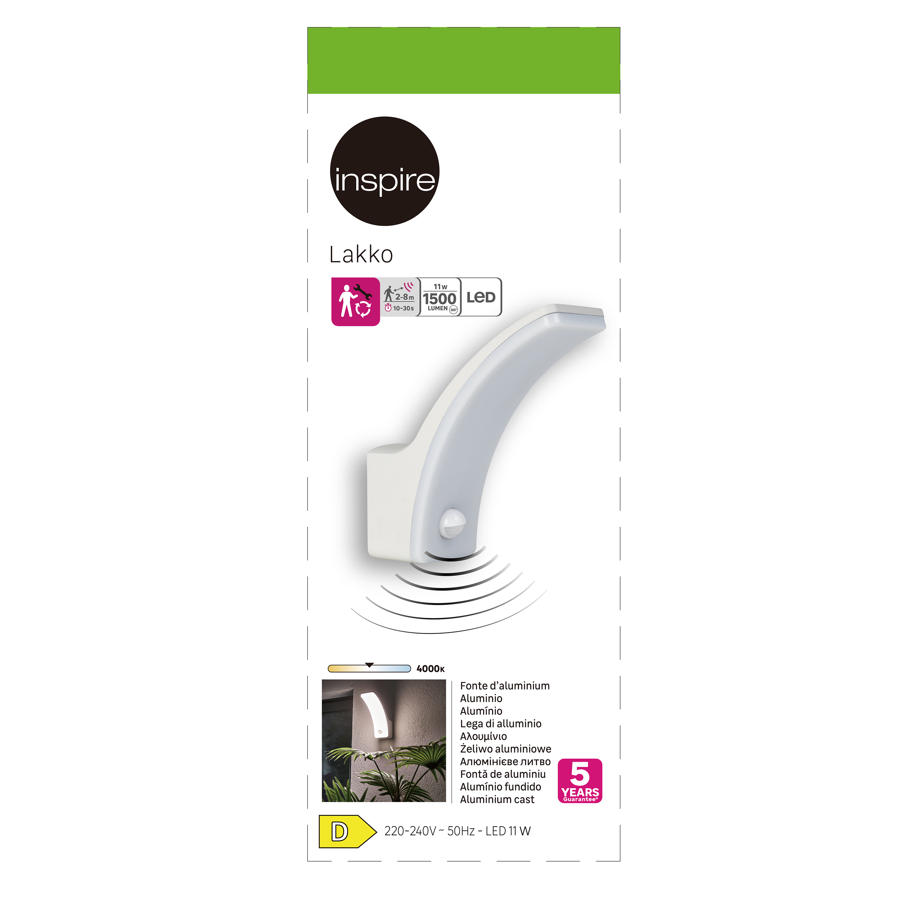 Kinkiet zewnętrzny New Lakko z czujnikiem IP44 LED Inspire - 10