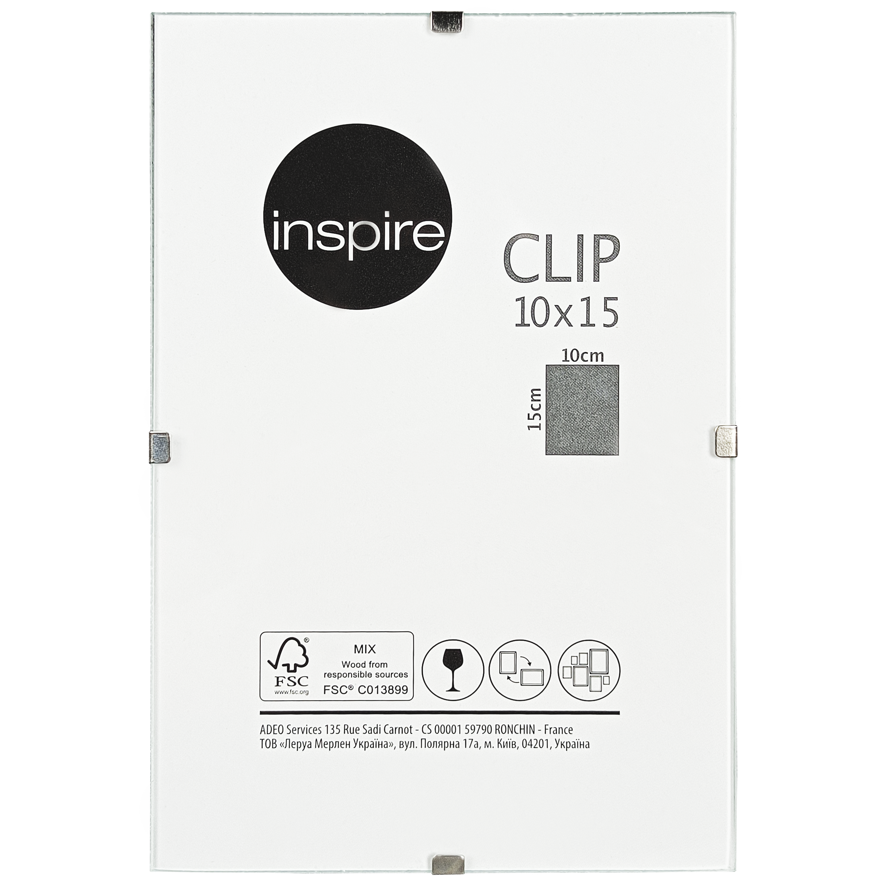 Cadre verre l.10 x H.15 cm Clip, INSPIRE - 3