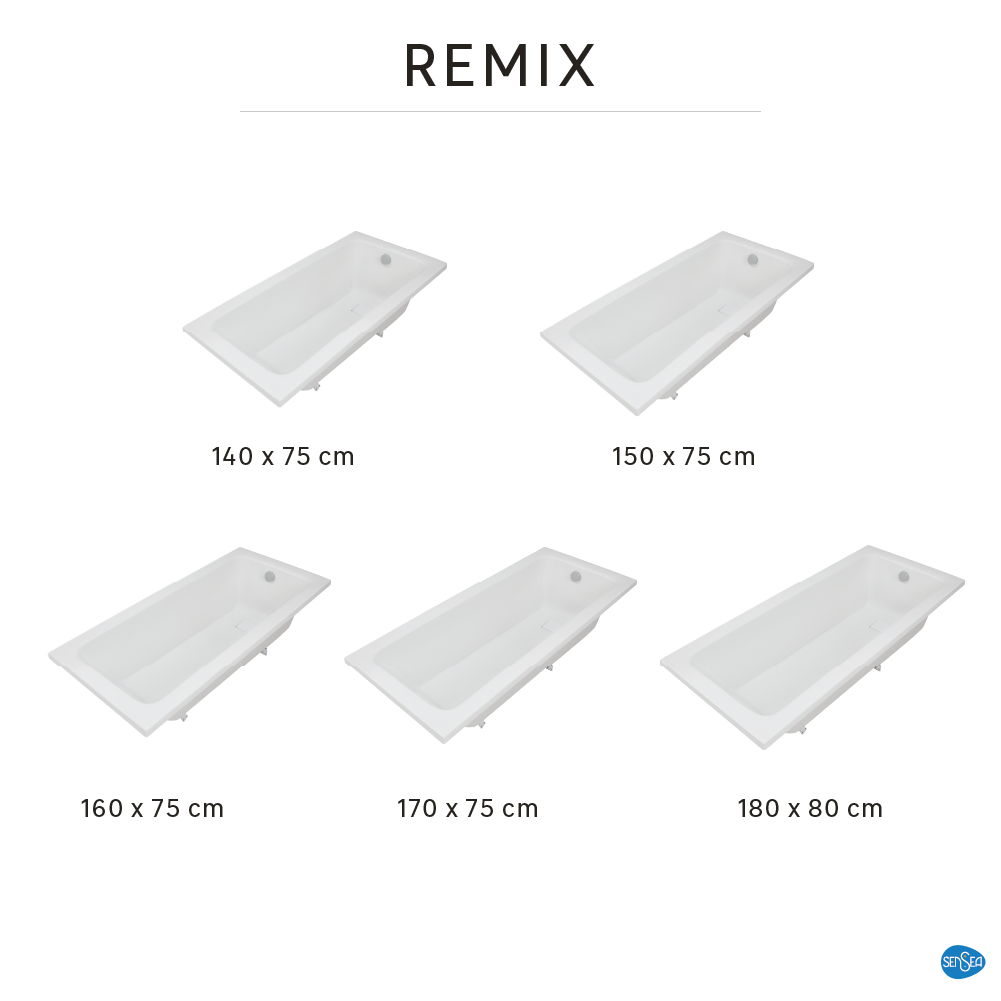 Baignoire rectangulaire L.160x l.75 cm blanc brillant, SENSEA Remix - 6