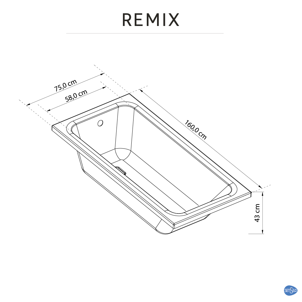 Baignoire rectangulaire L.160x l.75 cm blanc brillant, SENSEA Remix - 5