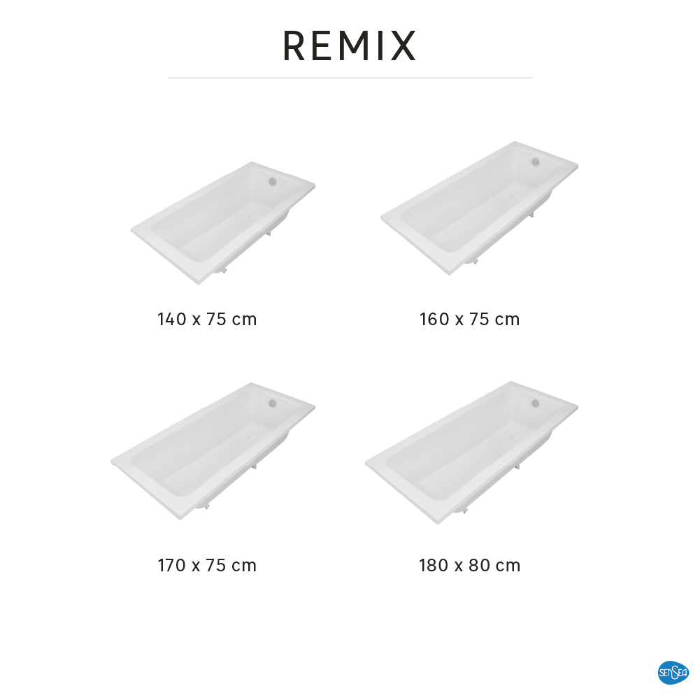 Baignoire rectangulaire L.160x l.75 cm blanc brillant, SENSEA Remix - 8