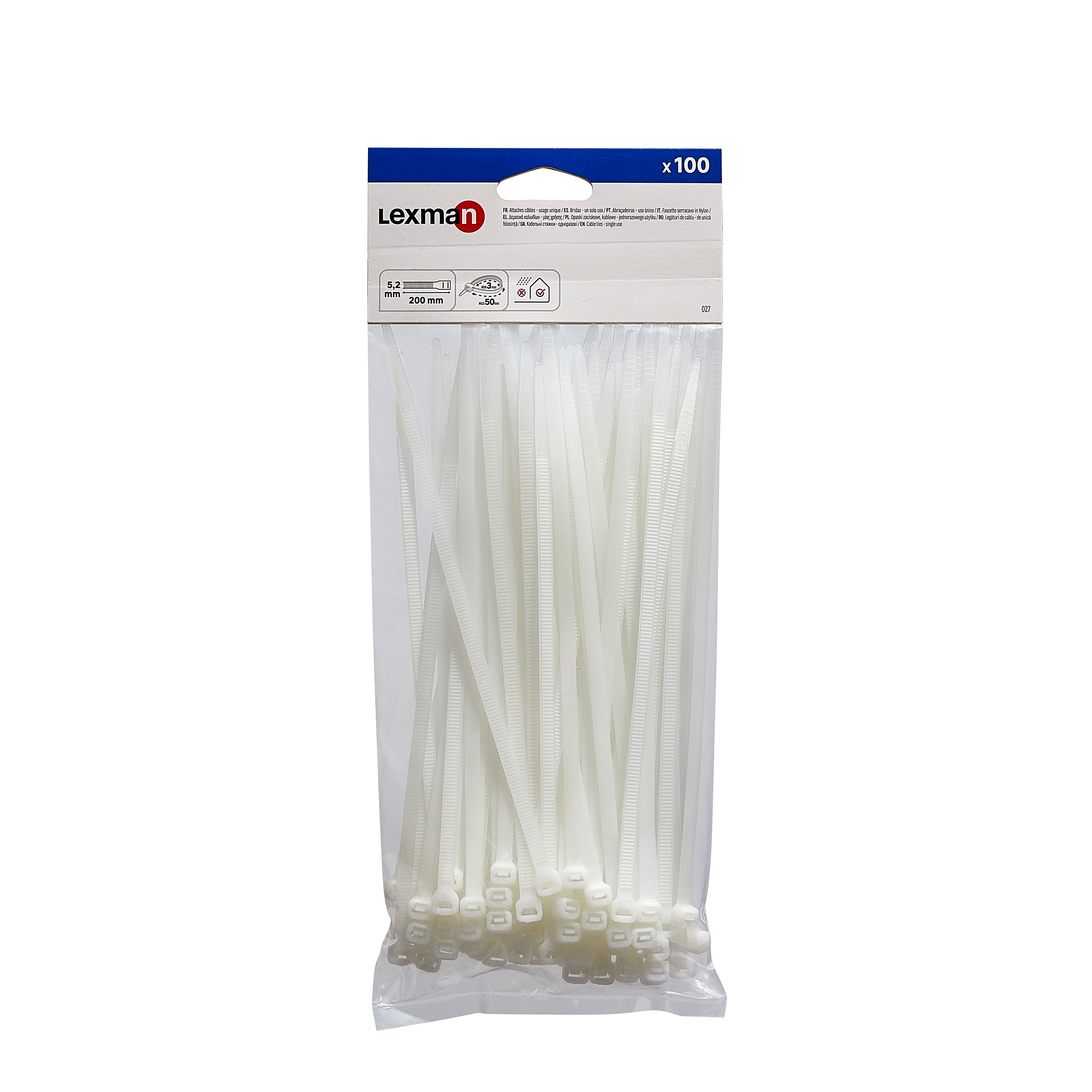 100 abraçadeiras LEXMAN 5.2MM X 200MM branco - 4