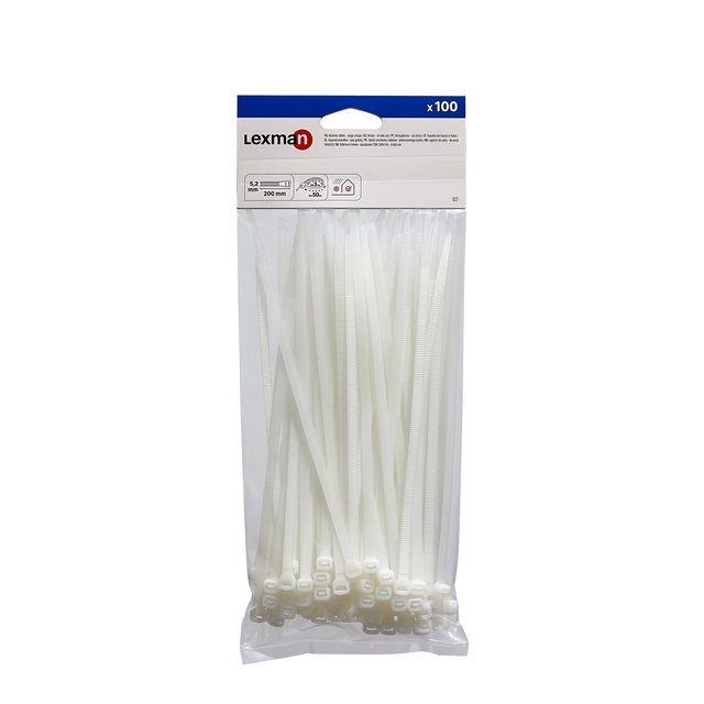 100 bridas blancas LEXMAN de 5.2x200mm