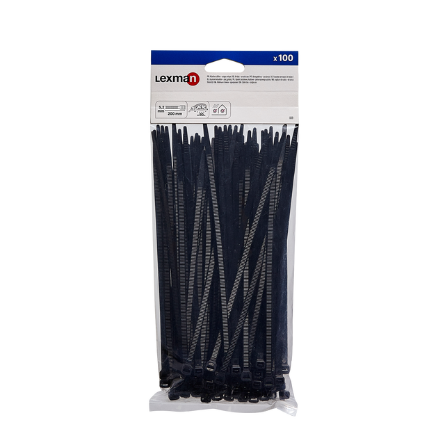100 bridas negras LEXMAN de 5.2x200mm