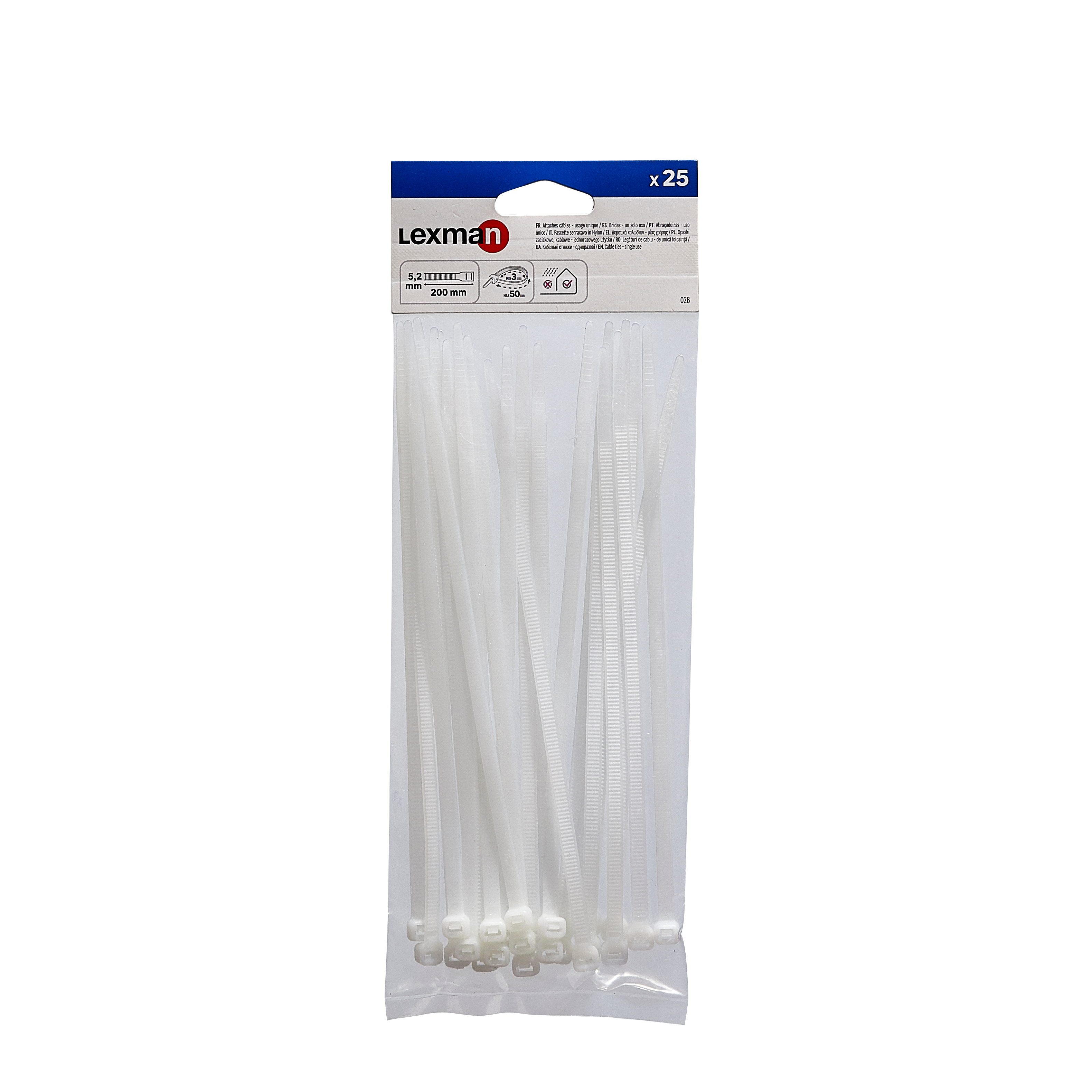 25 abraçadeiras LEXMAN 5.2MM X 200MM BRANCAS - 4