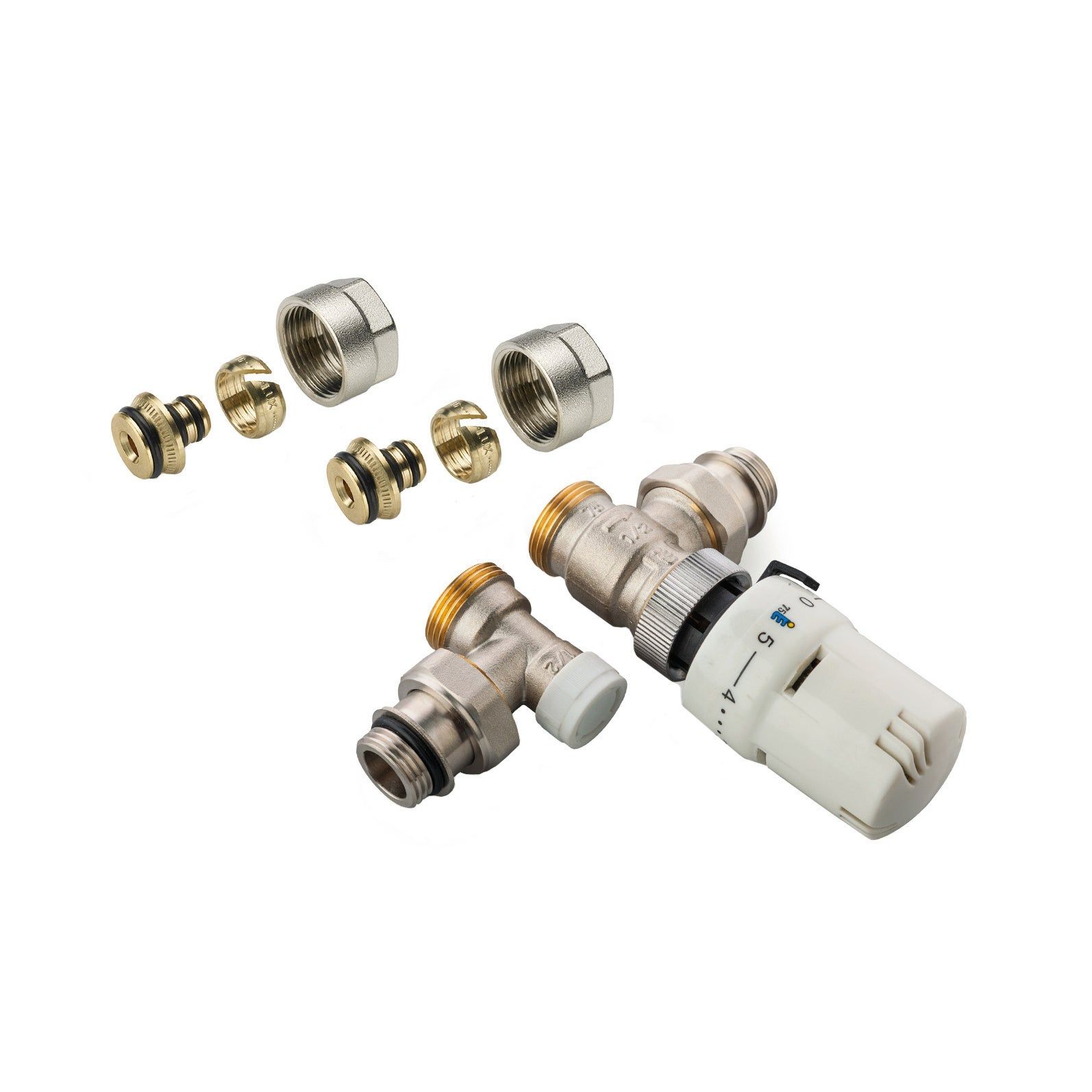 Kit Valvole Termostatiche Manuali A Squadra Invertita 1/2" In Ottone Nichelato Bianco | Leroy Merlin - Foto 10