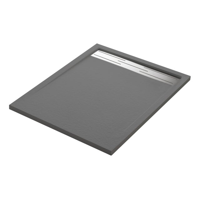 Piatto doccia SENSEA in resina Neo Metal Grid antracite L 70 x L 90 x H 3 cm opaco effetto pietra