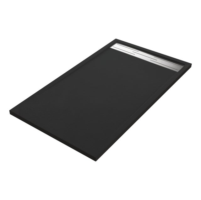 Piatto doccia SENSEA in resina Neo Metal Grid nero L 70 x L 140 x H 3.5 cm opaco effetto pietra