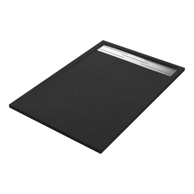 Piatto doccia SENSEA in resina Neo Metal Grid nero L 70 x L 120 x H 3 cm opaco effetto pietra