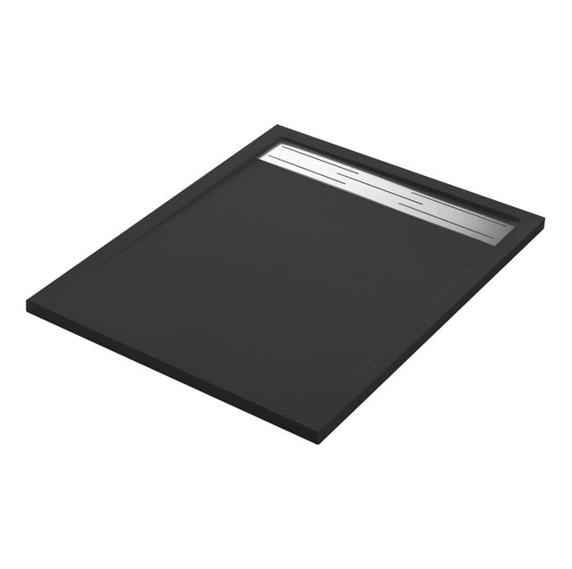 Piatto doccia SENSEA in resina Neo Metal Grid nero L 70 x L 90 x H 3 cm opaco effetto pietra