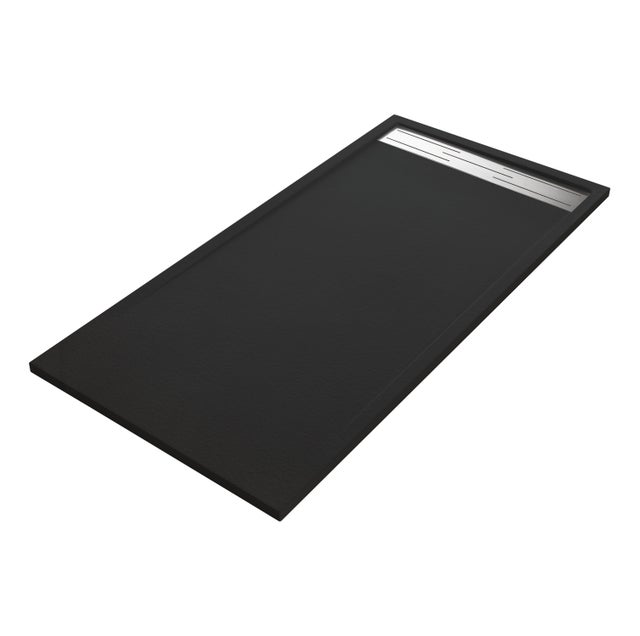 Piatto doccia SENSEA in resina Neo Metal Grid nero L 70 x L 160 x H 3.5 cm opaco effetto pietra