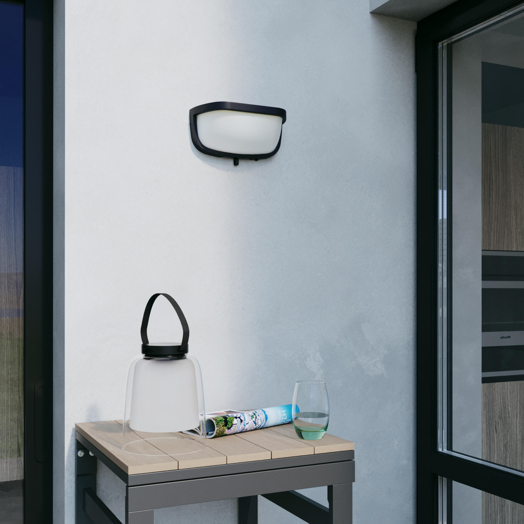 Candeeiro de parede solar 900lm IP44 27X12,3 cm preto Inspire - 17