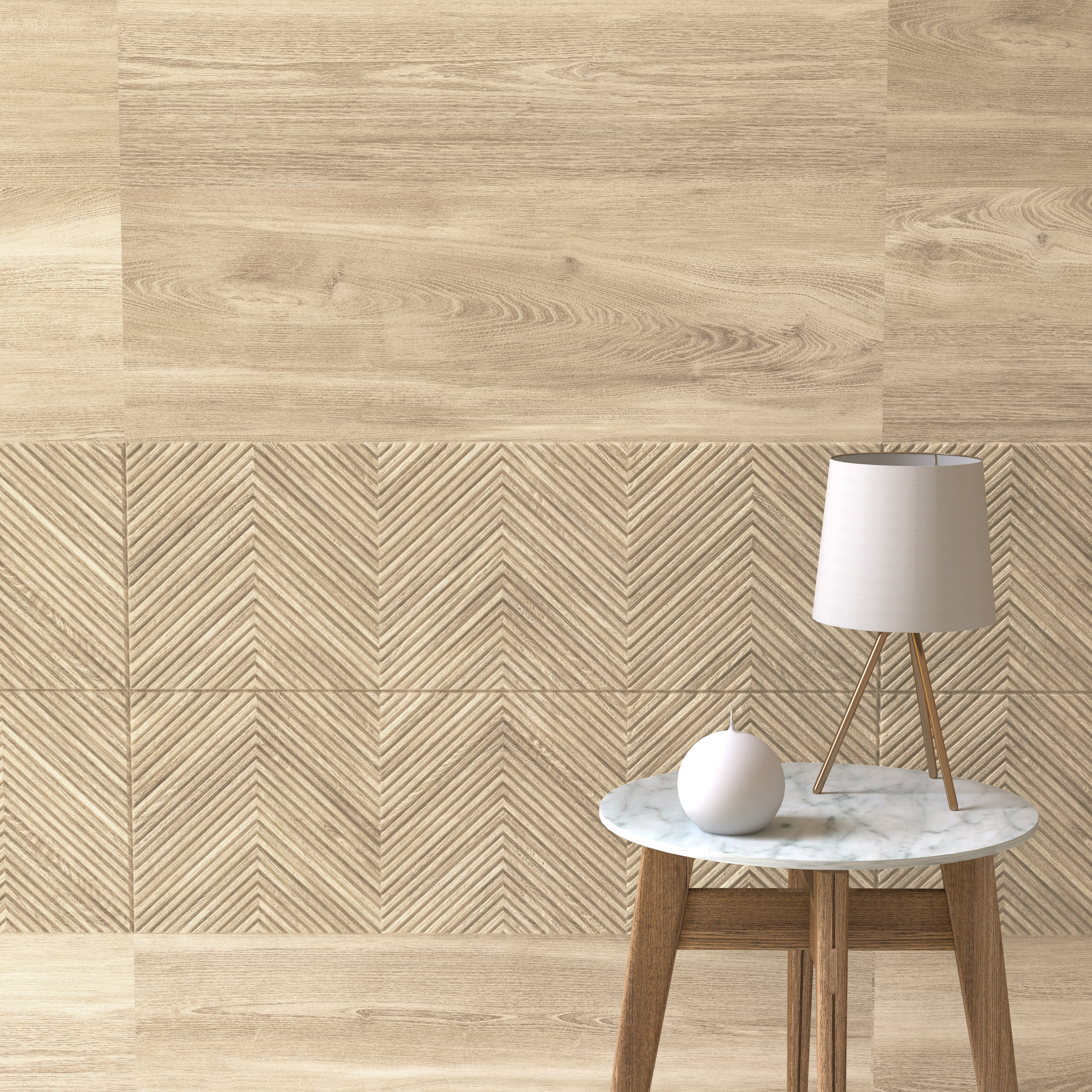 Azulejo cerámico balade efecto palillería chevron wood 30x90 cm artens