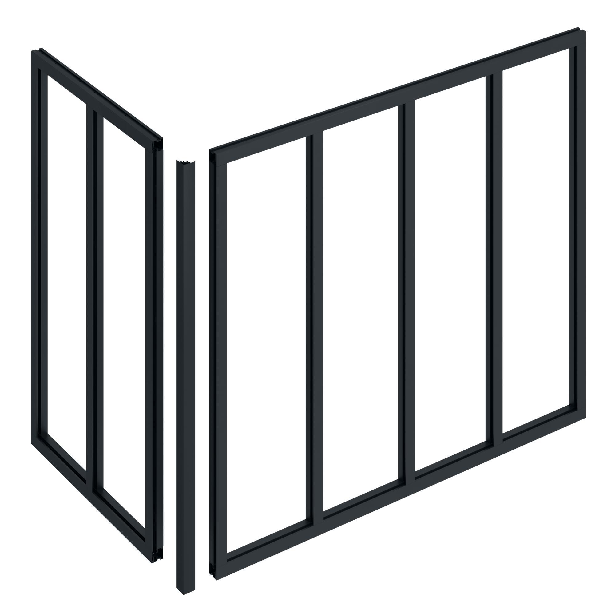 Poteau d'angle pour verrière Atelier fixe en alu gris mat, H.108 x l.3.6 cm - 3