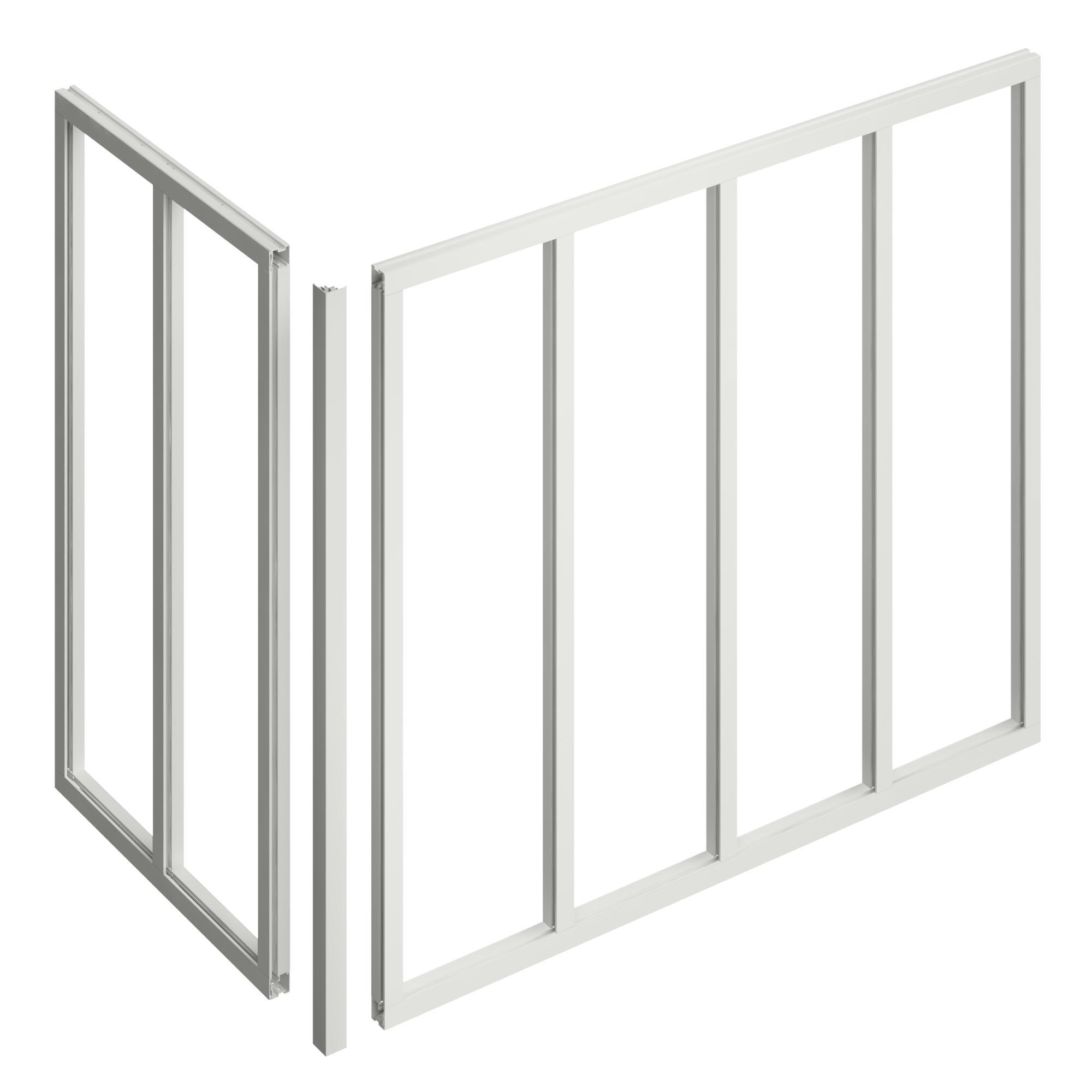 Poteau d’angle pour verrière Atelier fixe en aluminium blanc mat, H.108 x l.3.6 - 3