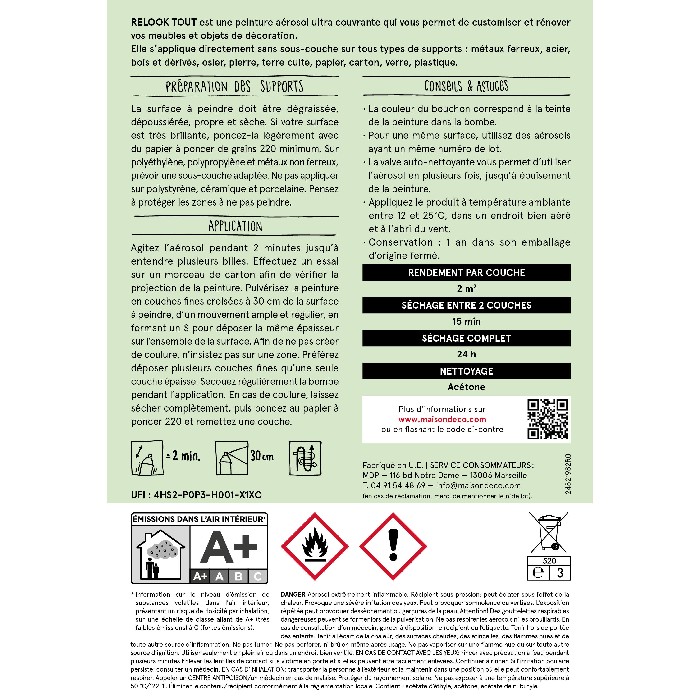 Bombe de peinture Relook tout MAISON DECO pistache mat 400 ml - 6