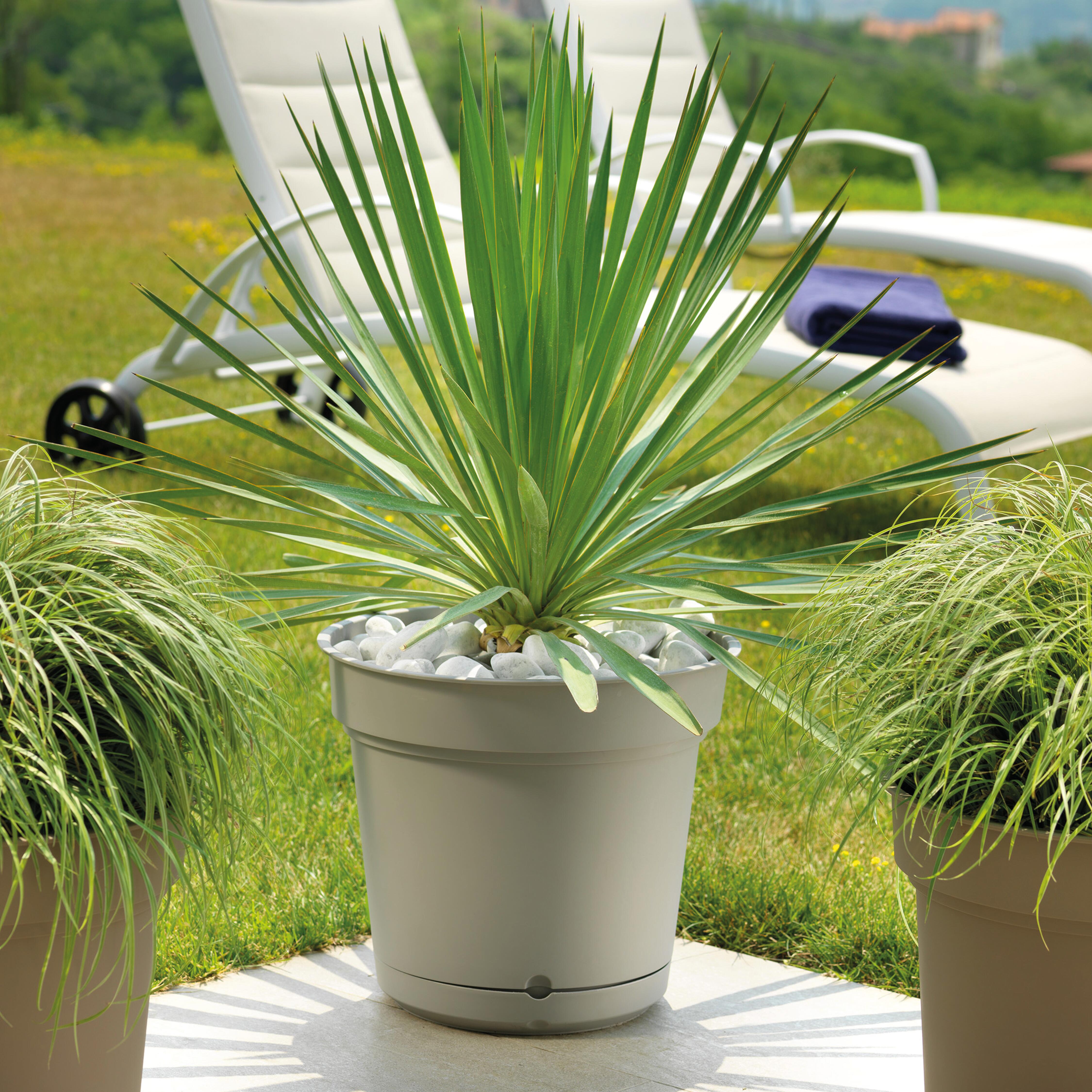 Vaso autoirrigante in polipropilene grigio H 34 x ø 38 cm - 2