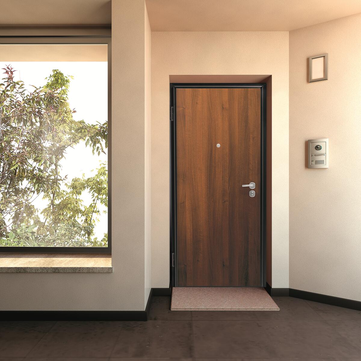 Porta blindata YALE Ghepard L 80 x H 210 cm in melaminico noce scuro, apertura spingere a destra, falso telaio incluso - 2