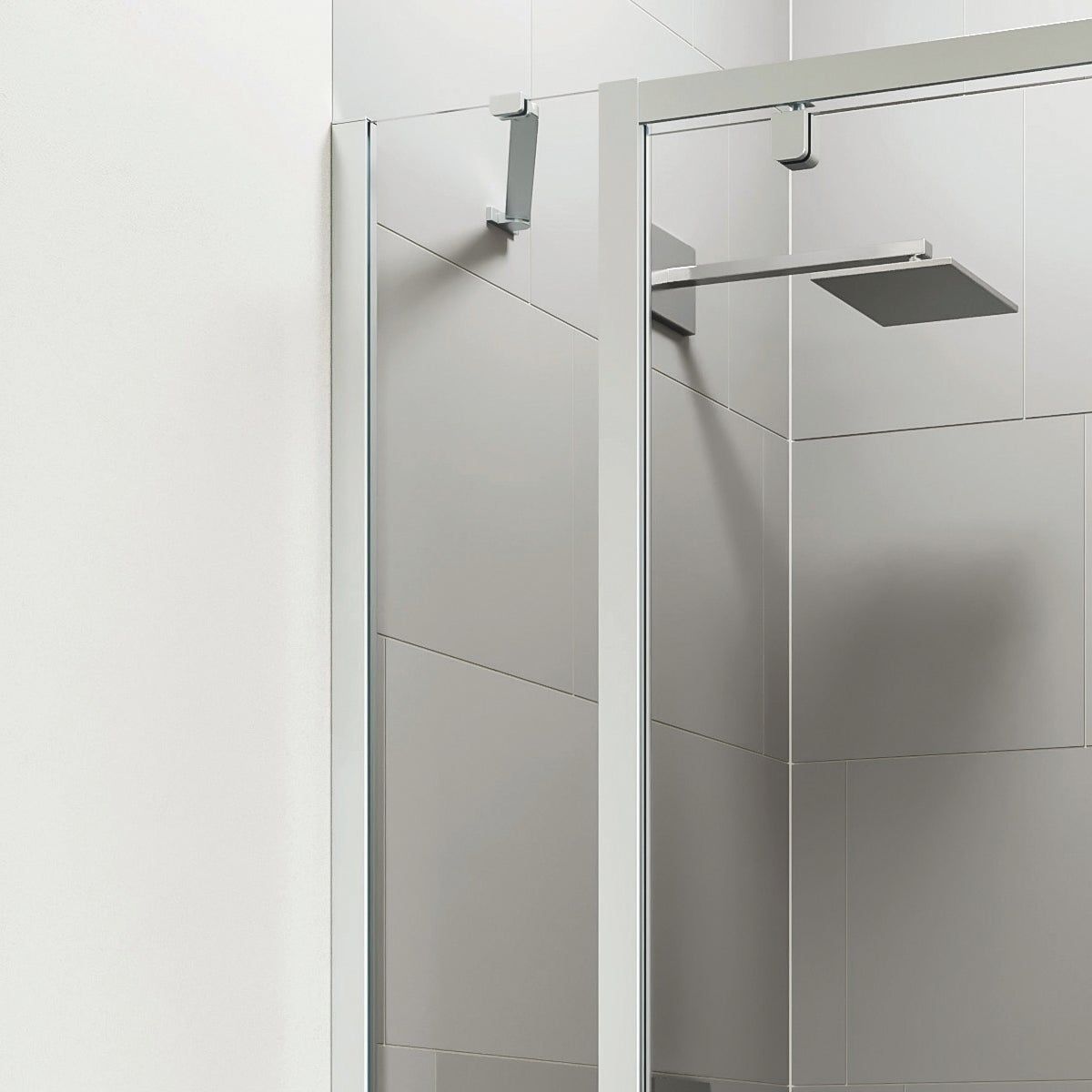 Porta doccia L 50 cm x H 190 cm per nicchia in vetro trasparente SP. 6 mm, profilo lucido cromo, serie Verve - 5