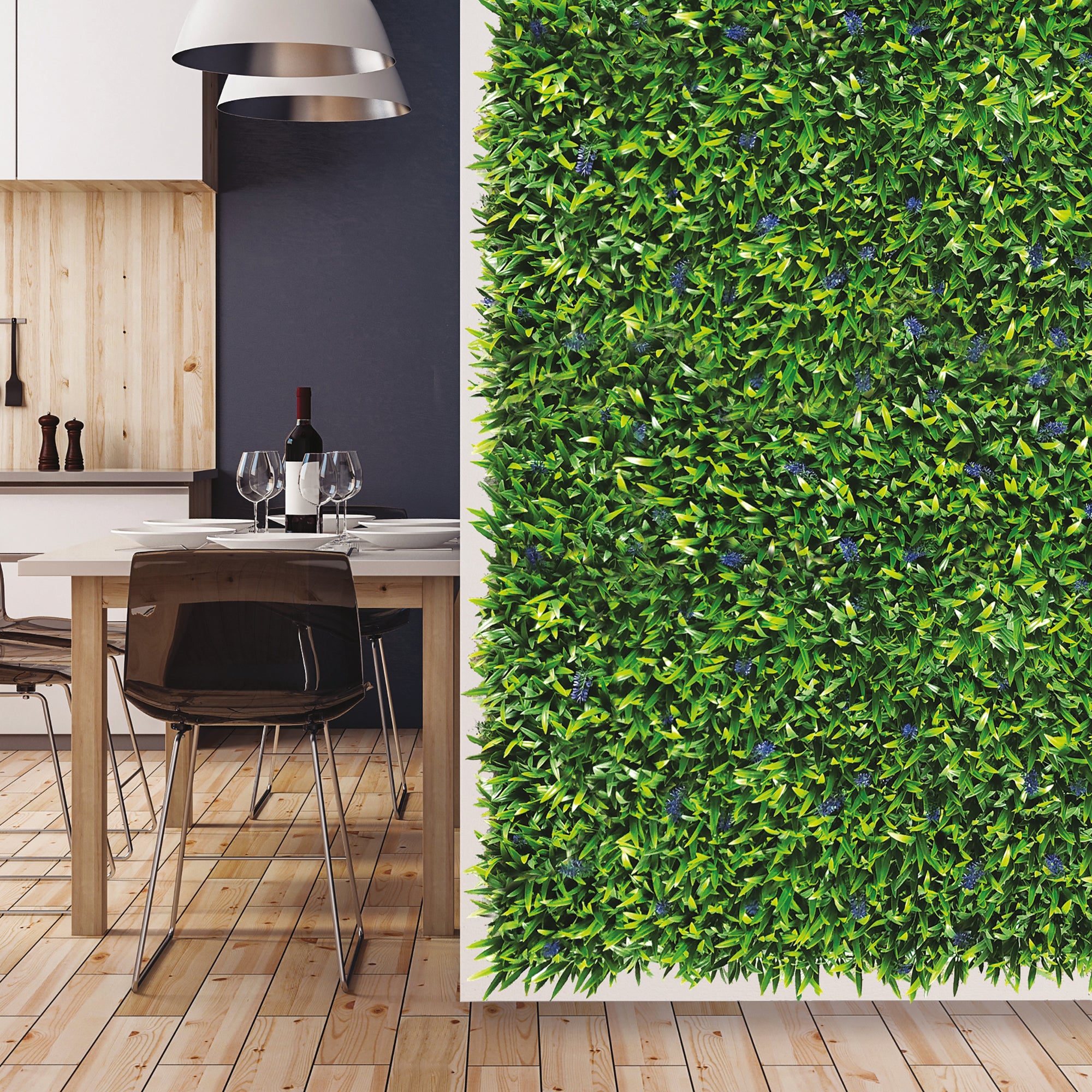 Giardino verticale parete Liriope Divy 3D in polietilene, verde e viola H 1 m x L 1 m - 2