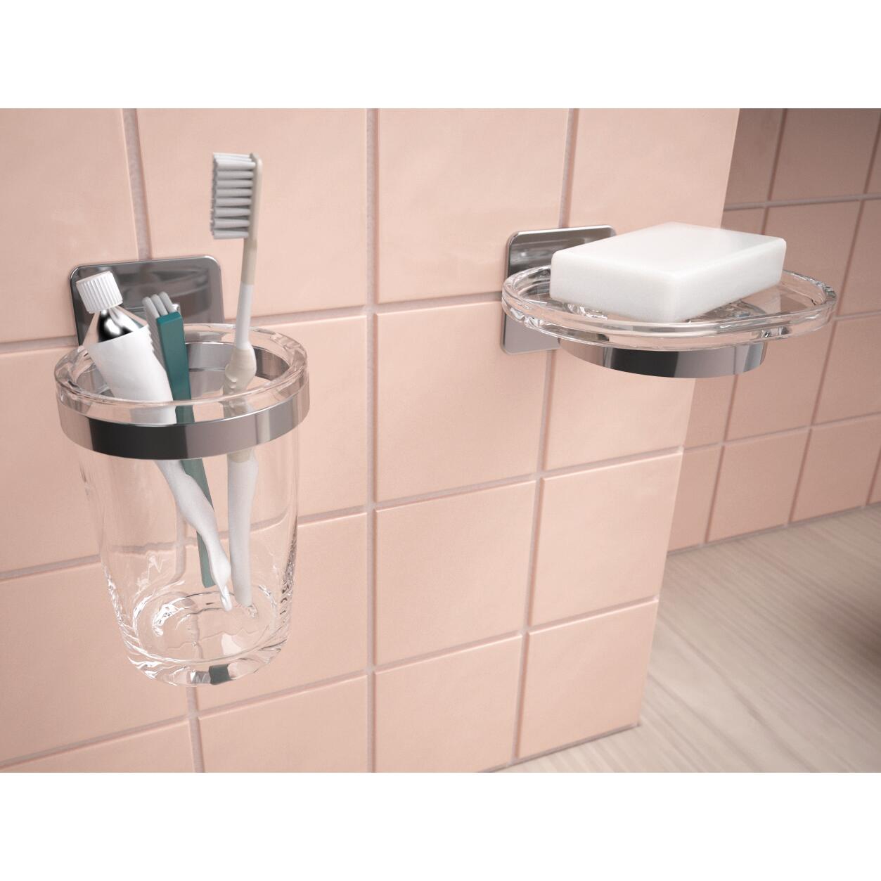 Bicchiere da bagno porta spazzolini Cold wind  L 7.3 x H 11.5 in acciaio trasparente - 4