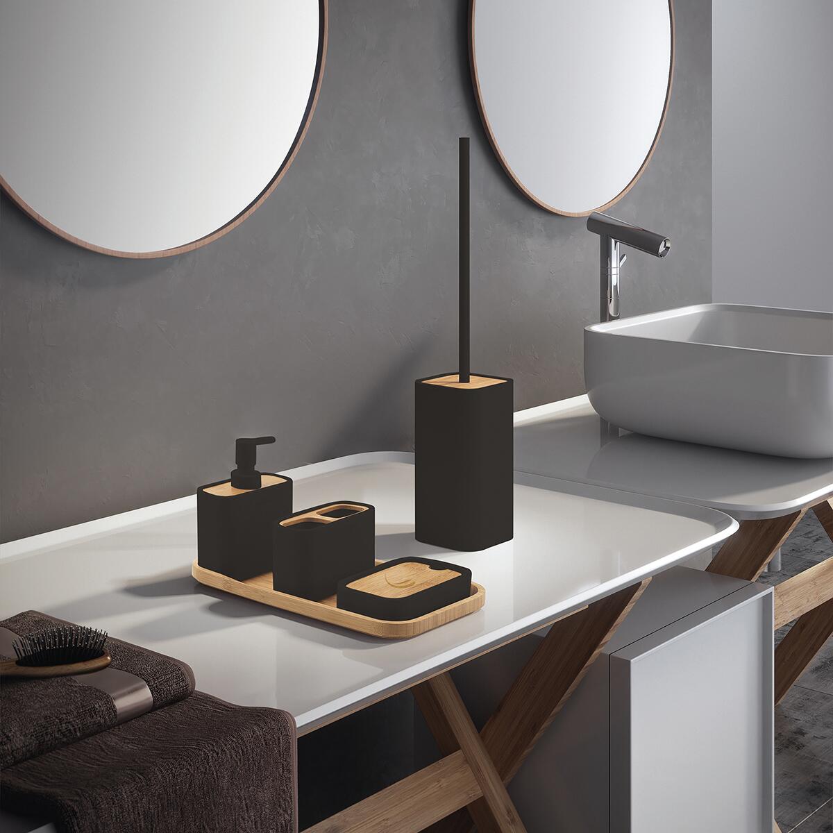 Portascopino ninfea H 46.2 cm in resina nero - 2