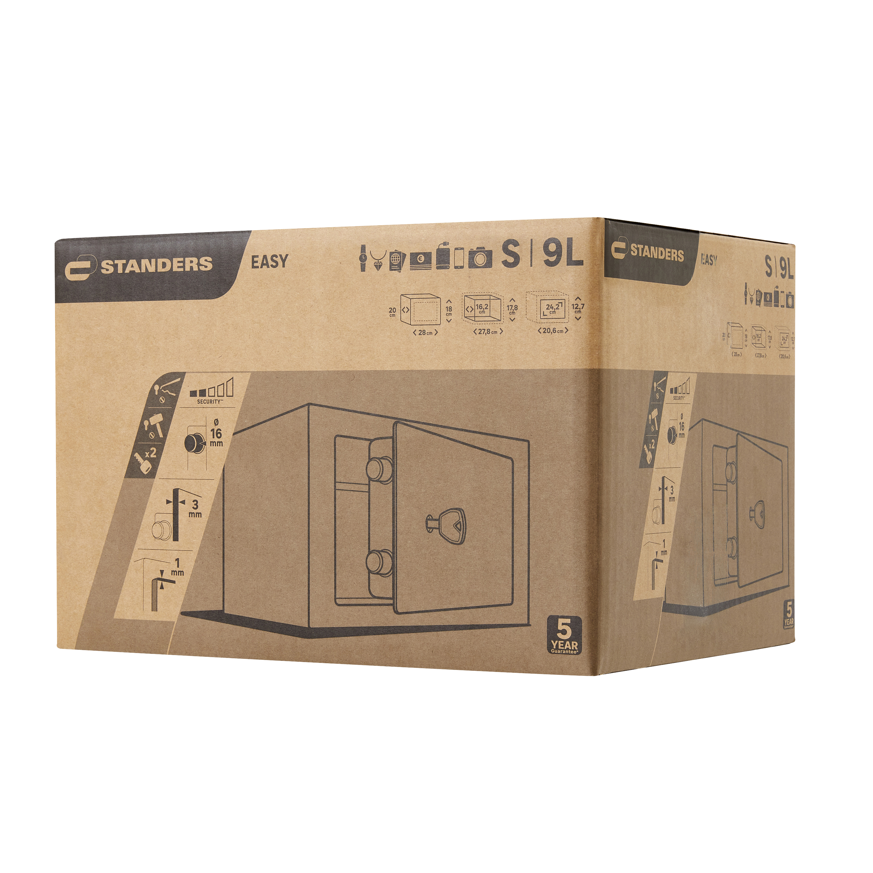 Coffre-fort à clé STANDERS H.18 x l.28 x P.20 cm, 9L - 7