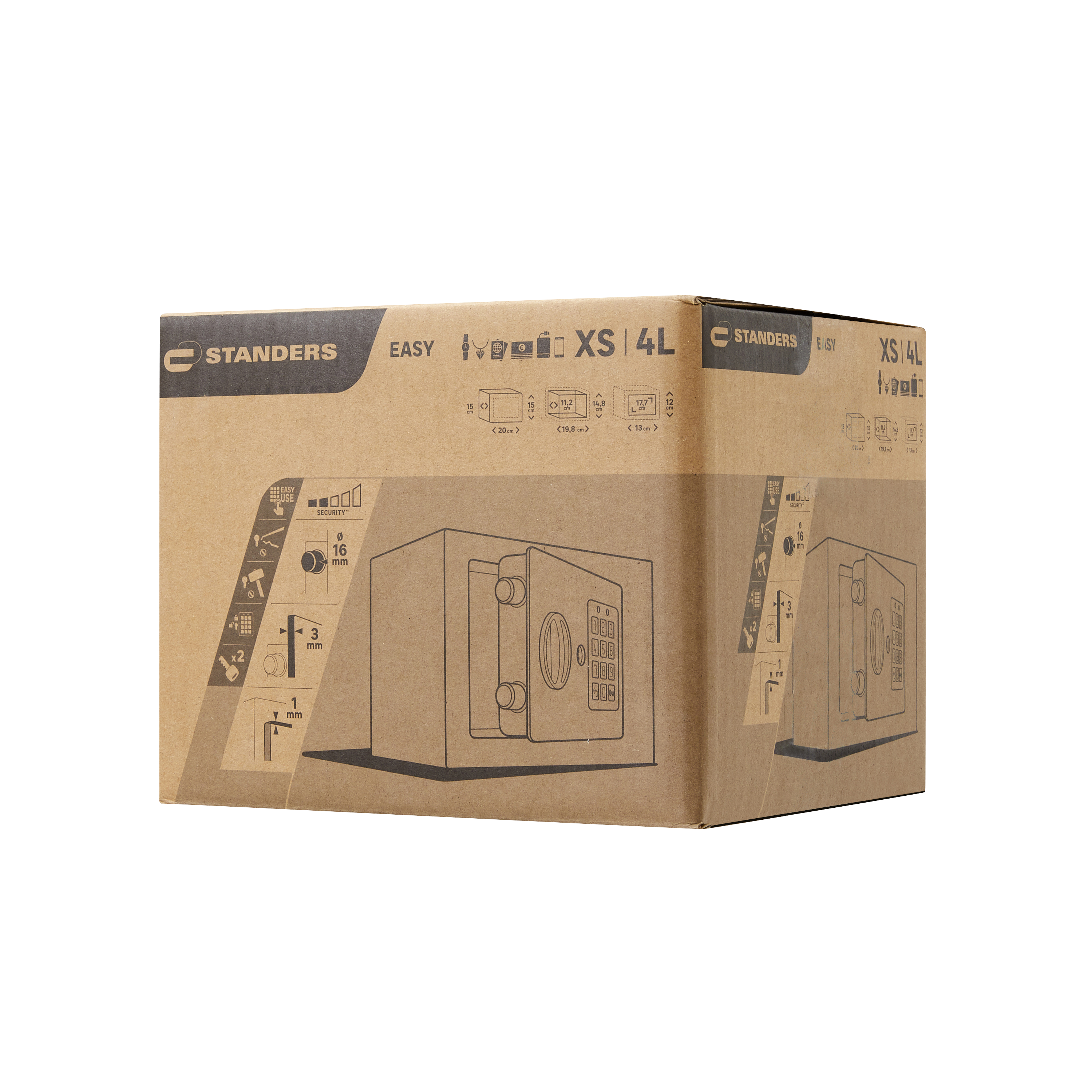 Coffre-fort à code STANDERS Sft-15enl1 H.15 x l.20 x P.15 cm, 4L - 8