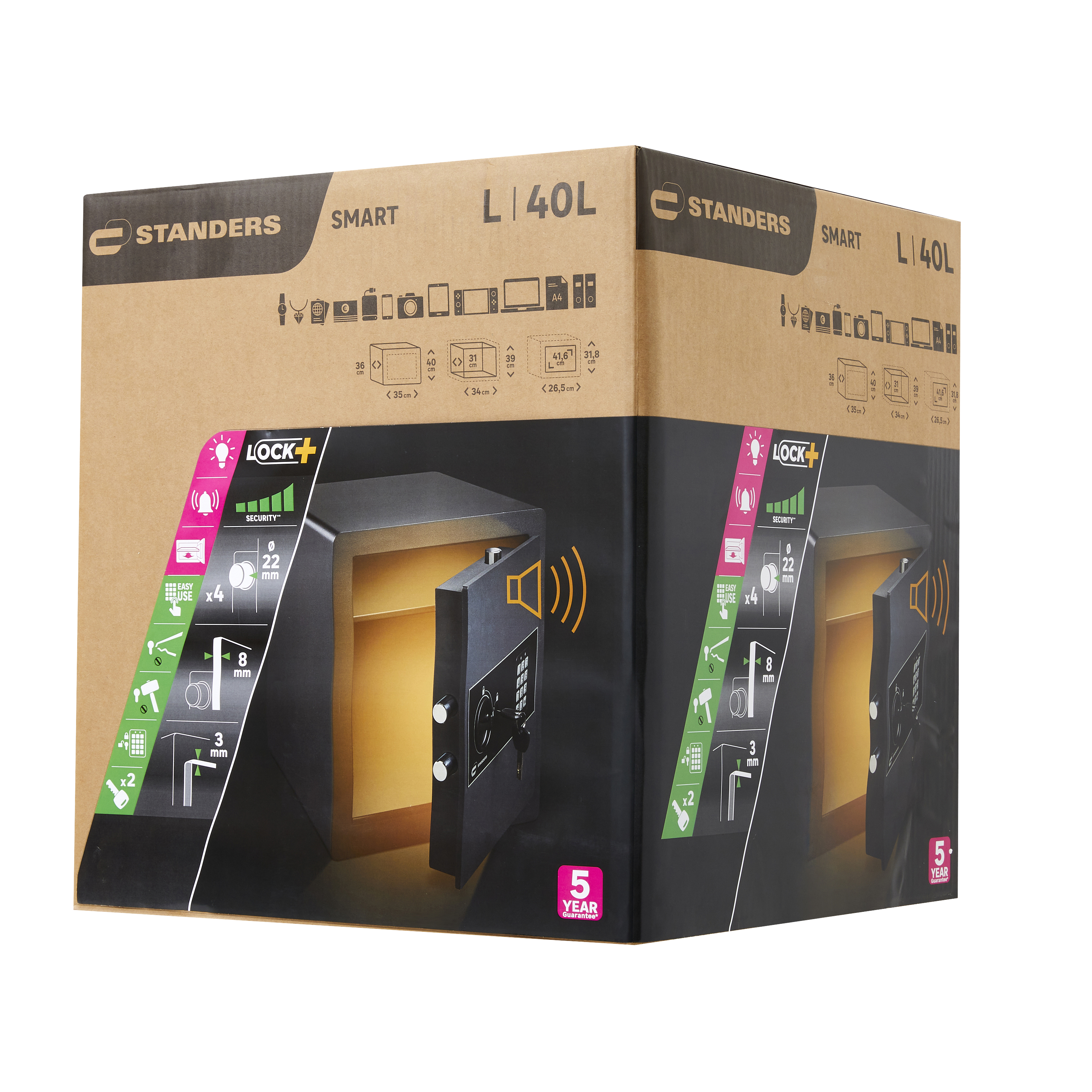 Coffre-fort à code STANDERS Sft-403536enl3 H.40 x l.35 x P.36 cm, 40L - 10