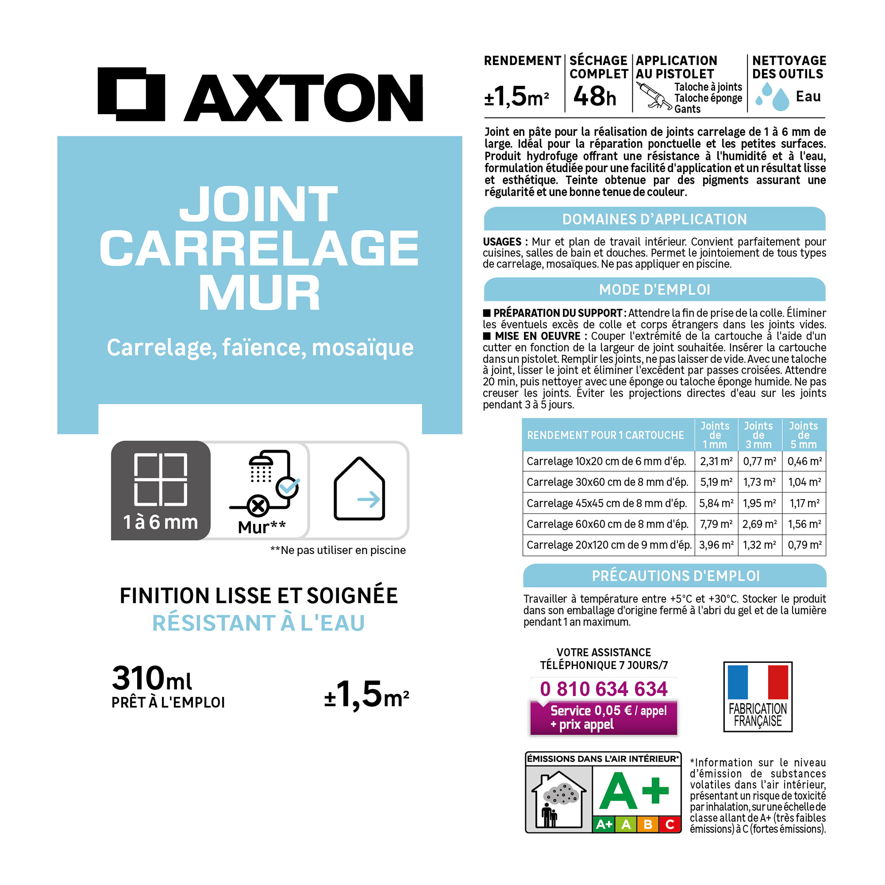 Joint pâte carrelage / mosaïque AXTON blanc 310ML - 4