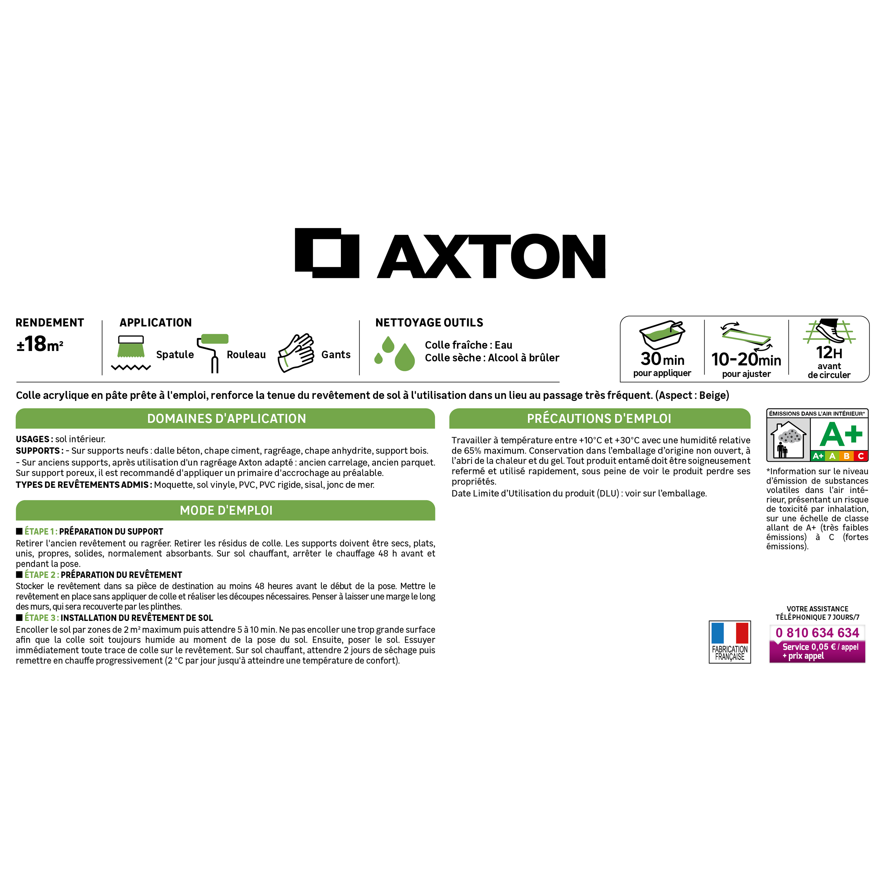 Colle pour moquette sol vinyle AXTON beige 6KG - 4
