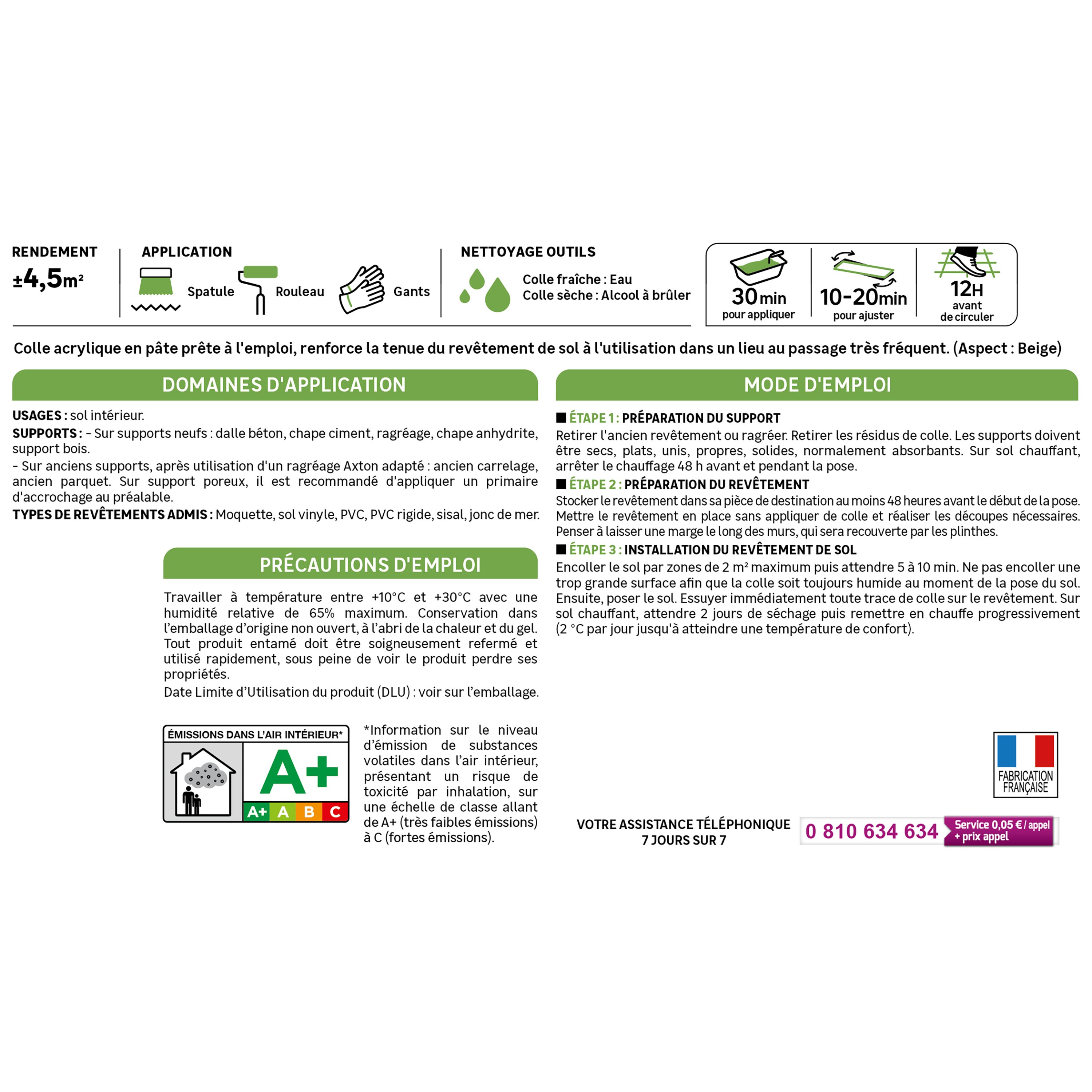 Colle pour moquette sol vinyle AXTON beige 1.5KG - 4