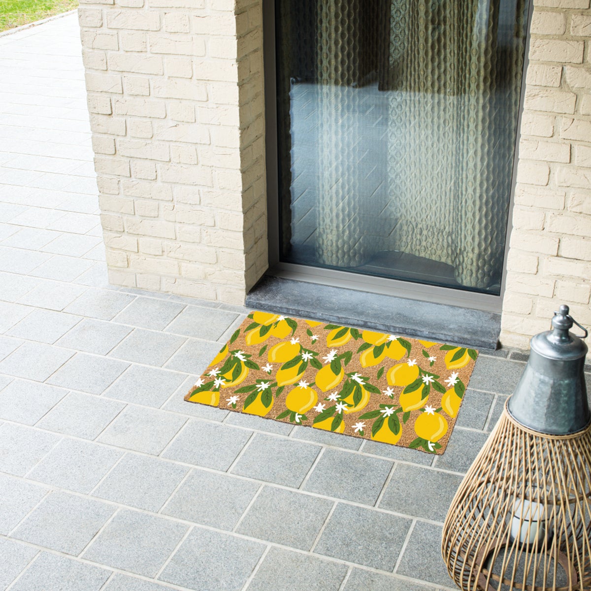 Zerbino Jolly Limoni in cocco beige e giallo rettangolare, L 80 x L 40 cm - 2