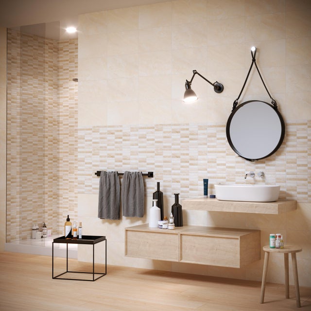 Carrelage mural intérieur effet marbre l.25 x L.40 cm - Palace Beige